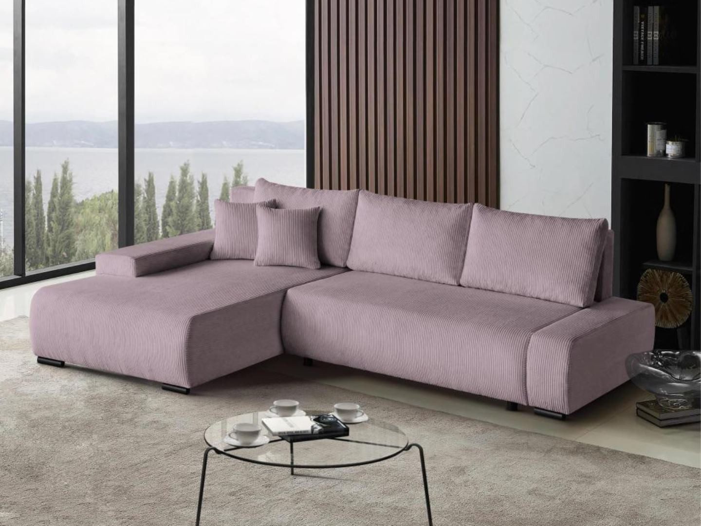 Beautysofa Ecksofa DRACO L in Strebenstoff, günstig online kaufen