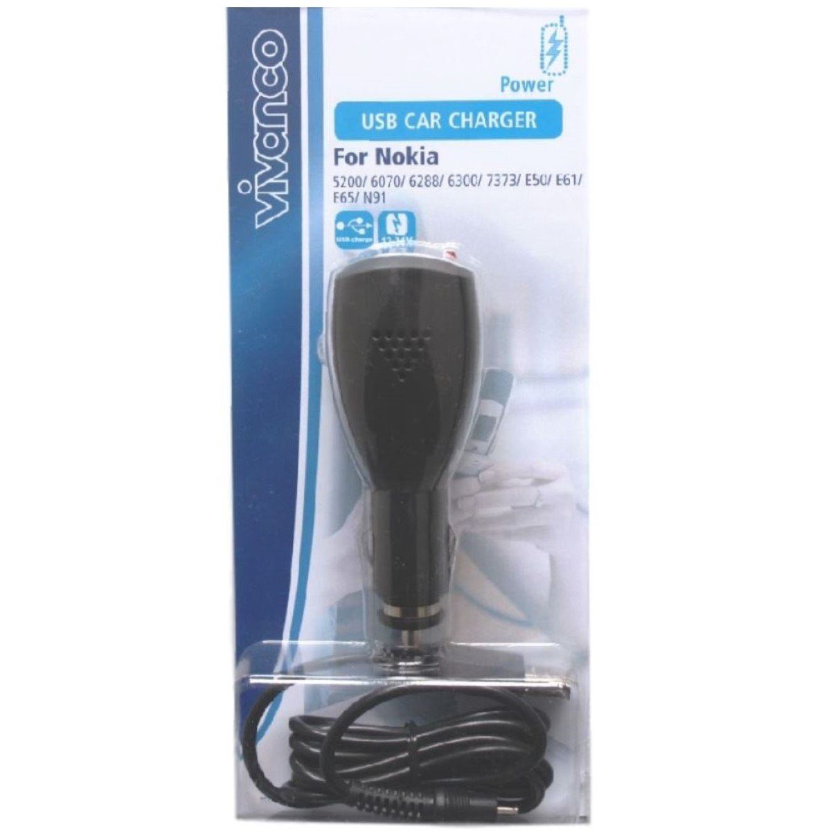 Vivanco USB Car Charger + Nokia Adapter-Kabel Smartphone-Ladegerät (Lade-Adapter für Nokia Handys)