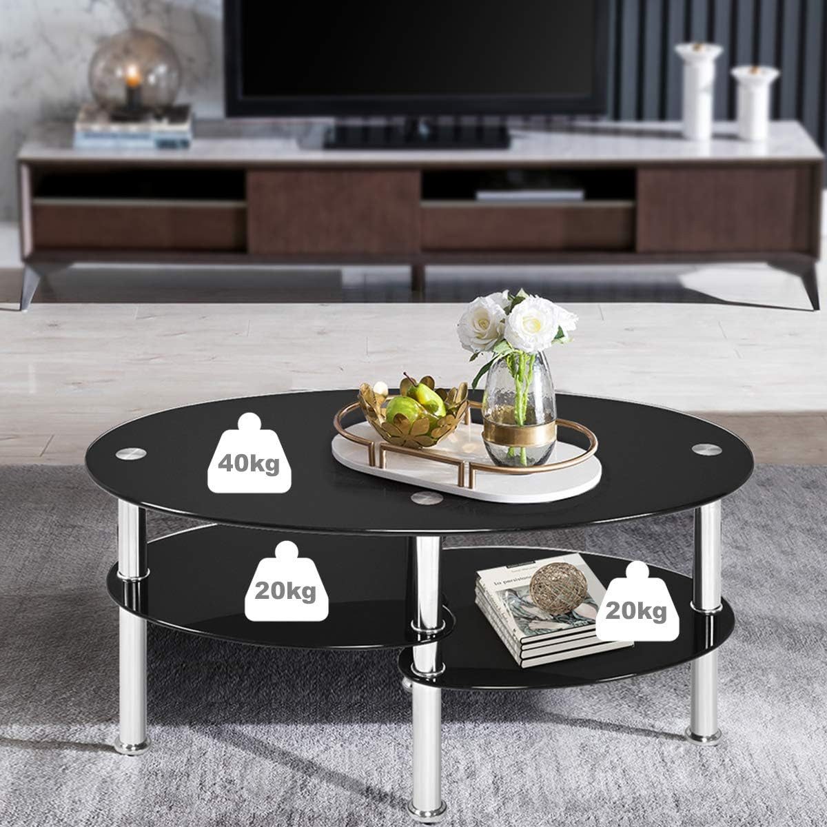 KOMFOTTEU Couchtisch Beistelltisch, 3 Ebenen Glastisch, günstig online kaufen