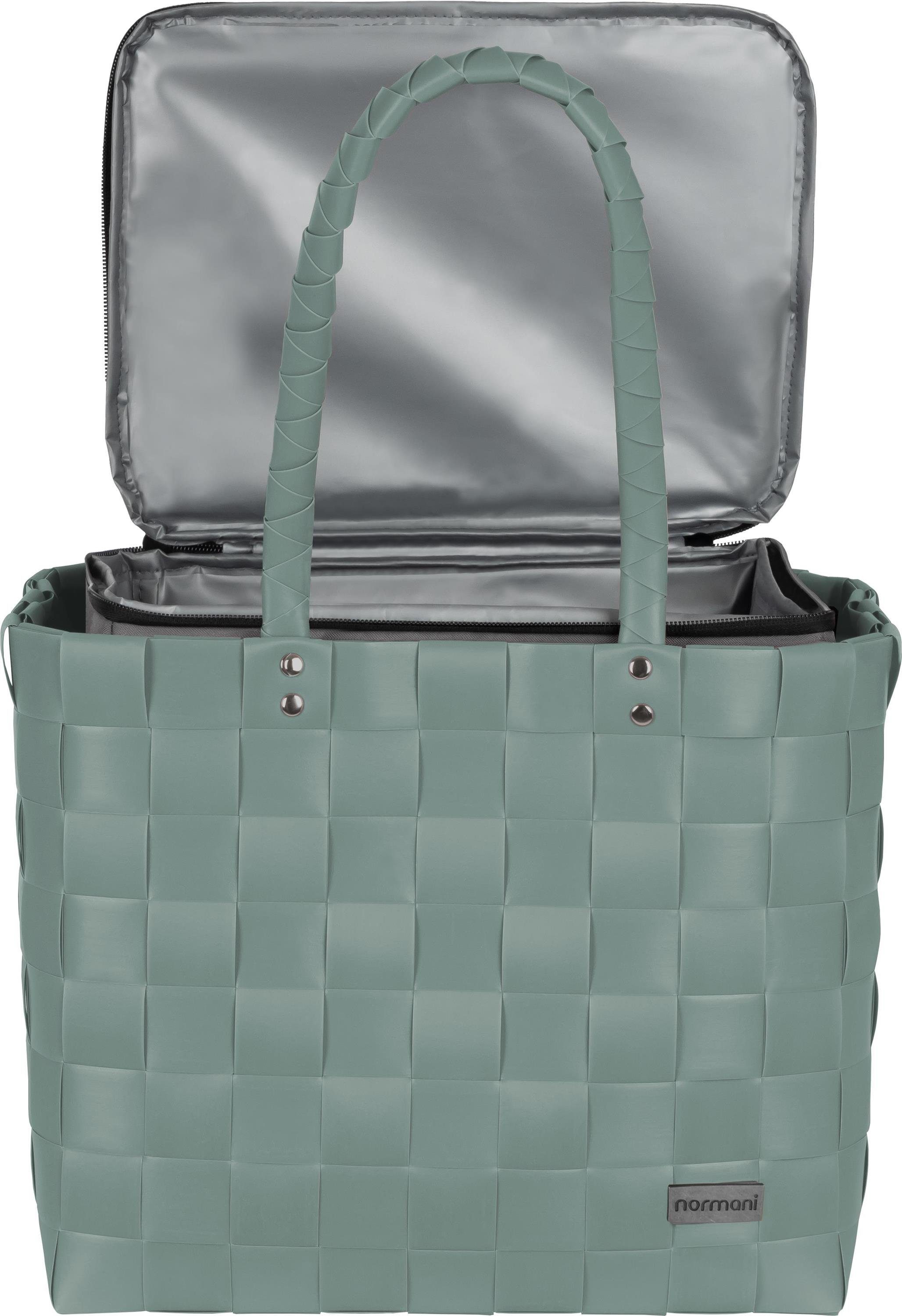 normani Einkaufskorb Flechtkorb mit großer Kühltasche, 20 l, Einkaufskorb mit großer Kühlbox