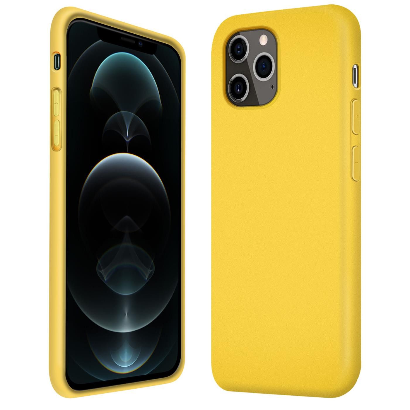 CoolGadget Handyhülle Silikon Case für das iPhone 12 Pro Max Slim TPU Cover 6,7 Zoll, Weiche Schutz Hülle mit Innen Fleece aus Stoff Handy Tasche