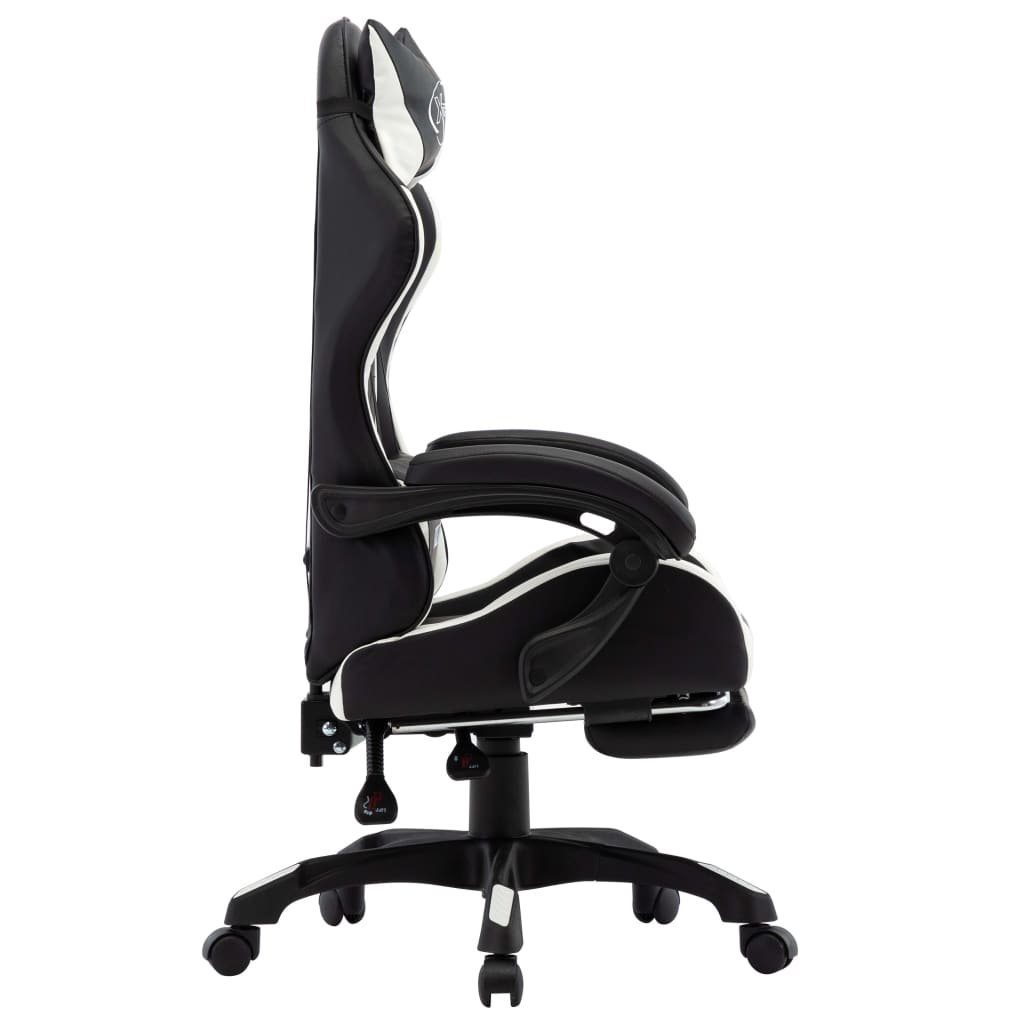 Gaming-Stuhl St) Weiß Schwarz Bürostuhl Weiß Fußstütze (1 und Schwarz mit und Schwarz und | Weiß vidaXL Kunstleder