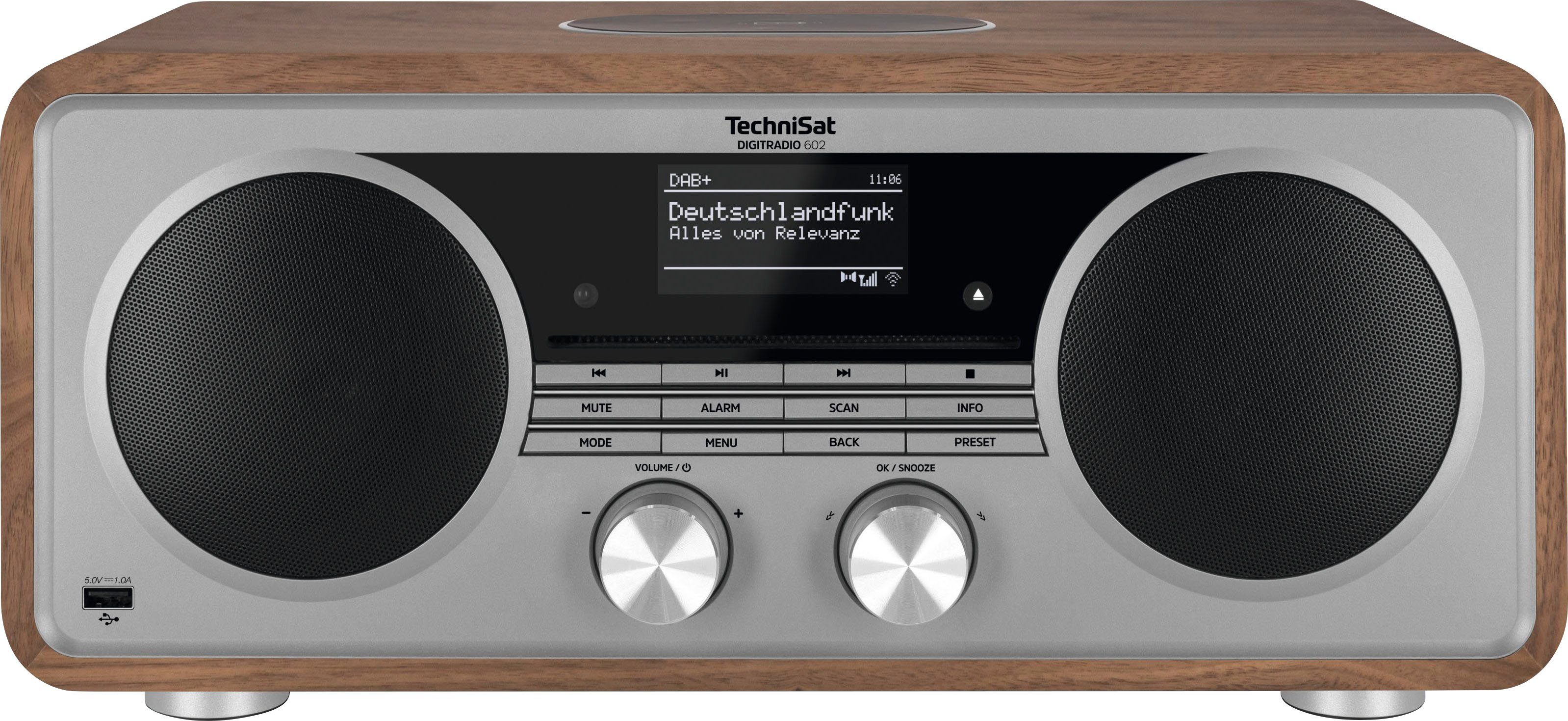 Nussbaum/Silber RDS, CD-Player) (DAB), mit 602 70 W, Stereoanlage, TechniSat Internet-Radio DIGITRADIO (Digitalradio UKW