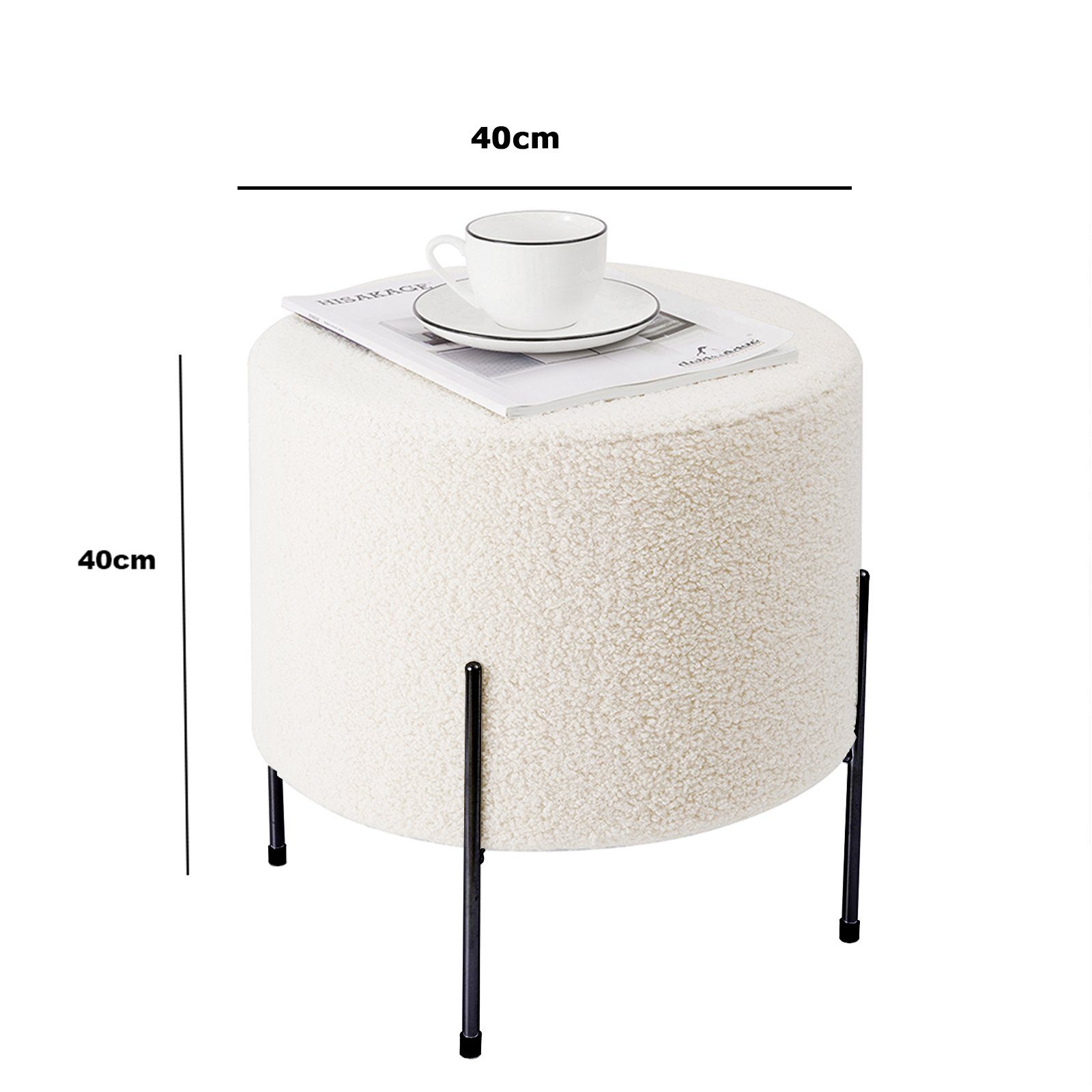 Zedelmaier Sitzhocker Samtiger runder Hocker mit Metallbeinen Extra dickes günstig online kaufen