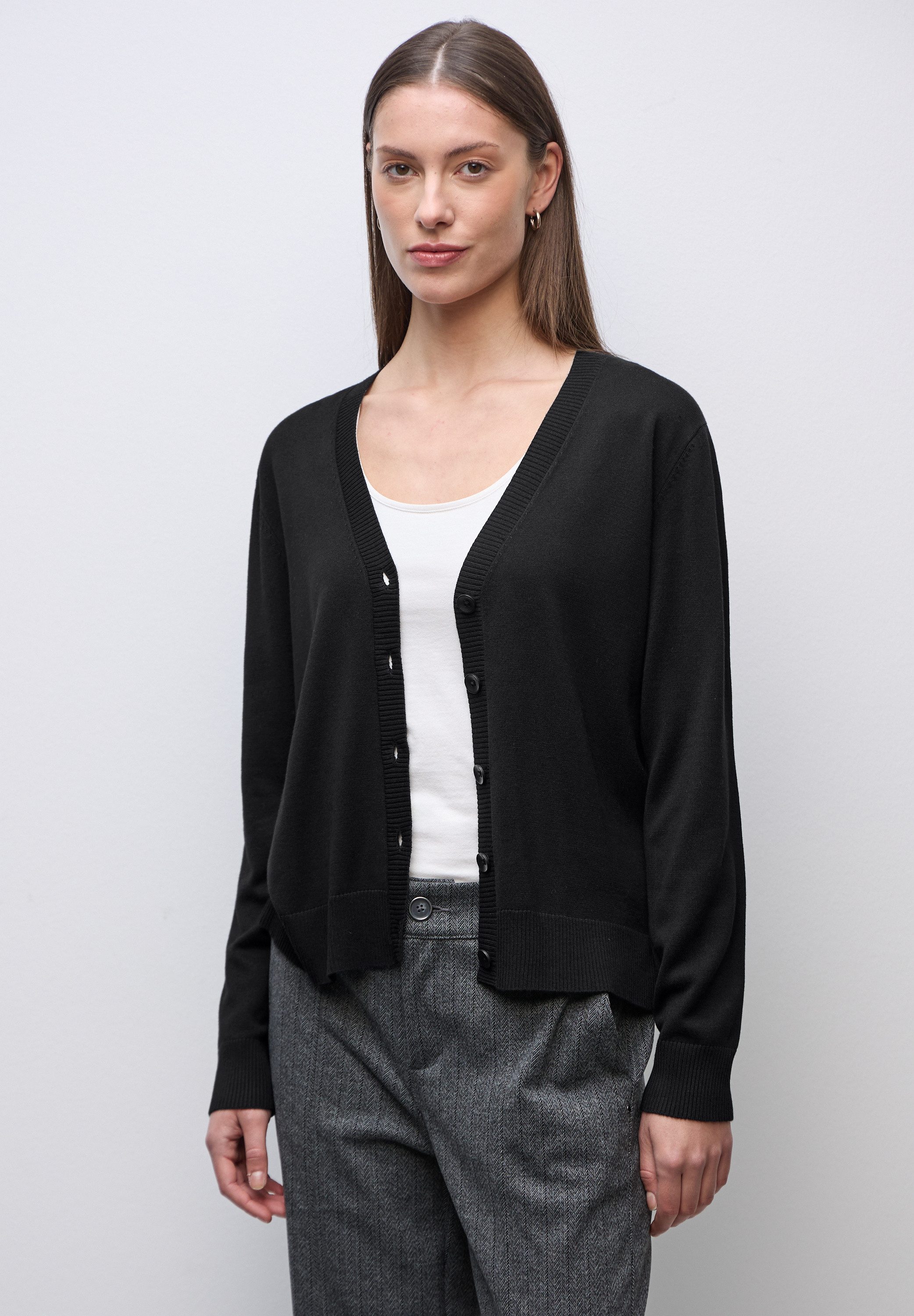 STREET ONE Strickjacke mit Rippstrickdetails