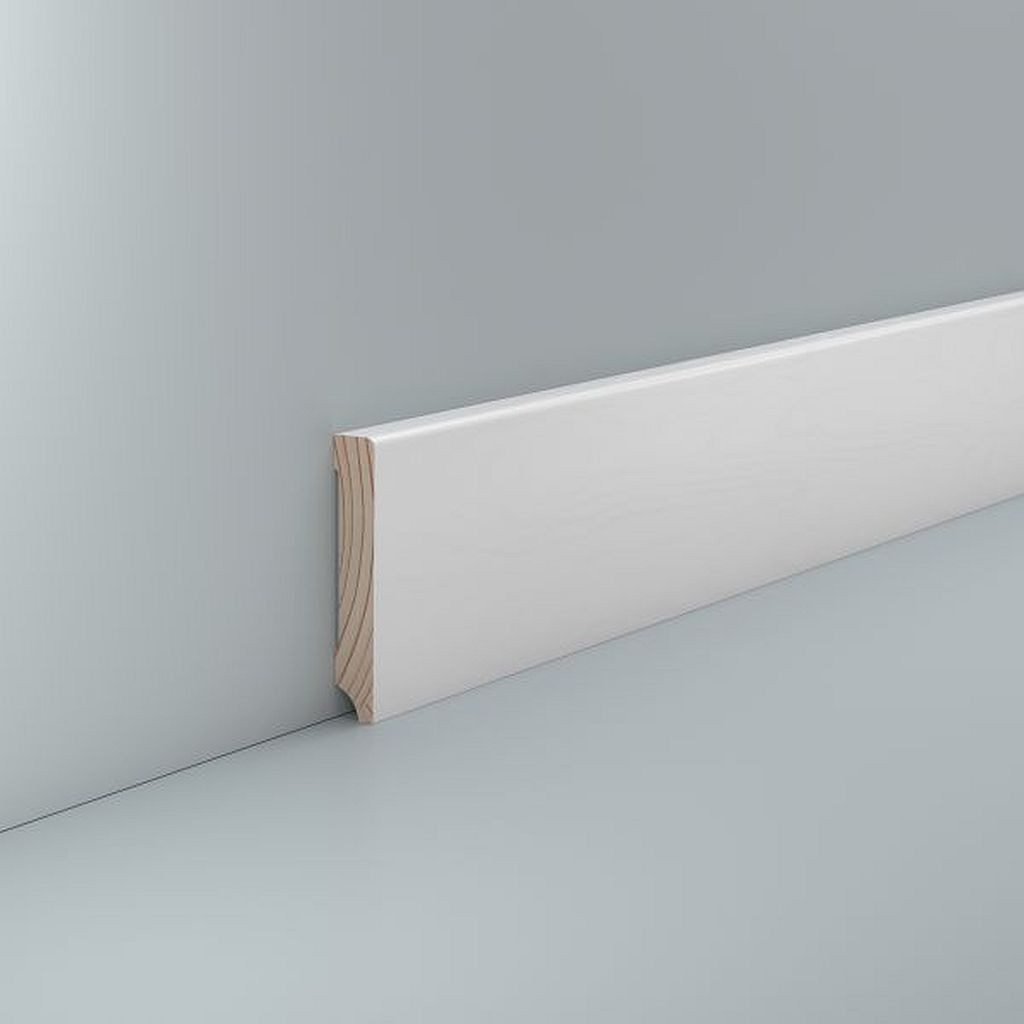 Südbrock Sockelleiste Sockelleiste weiß Holz 10 x 60 mm Kiefer lackiert RAL 9016 Fußleiste, L: 250 cm, H: 6 cm, 1-St.