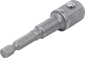 BGS technic Ratschenringschlüssel Adapter für Bohrmaschinen, Antrieb Außensechskant 6,3 mm (1/4) / Abtrieb Außenvierkant 12,5 mm (1/2)