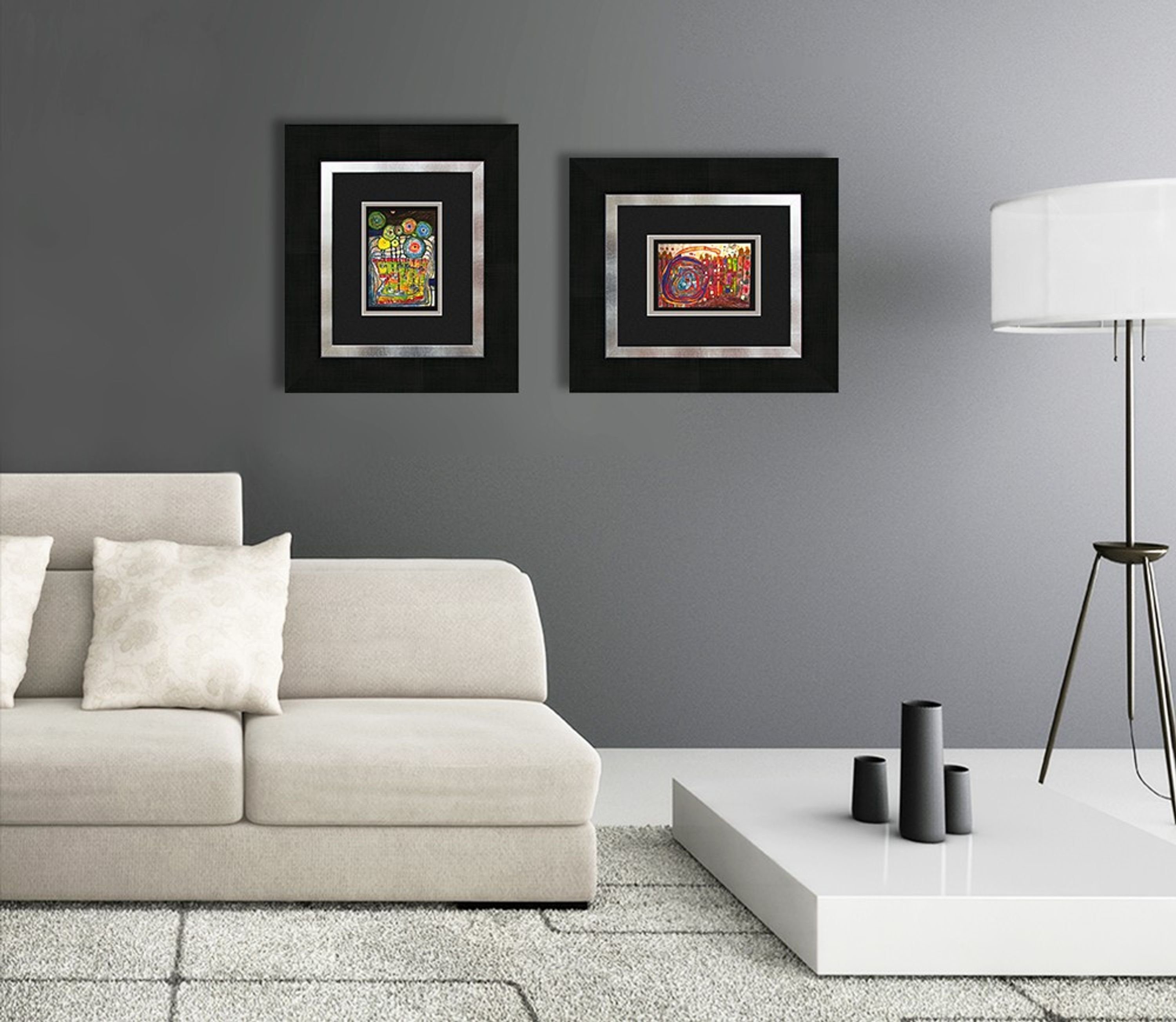 mit gerahmt Bild Hundertwasser Poster artissimo 40x45cm / Rahmen mit Wandbild Rahmen / Bild /