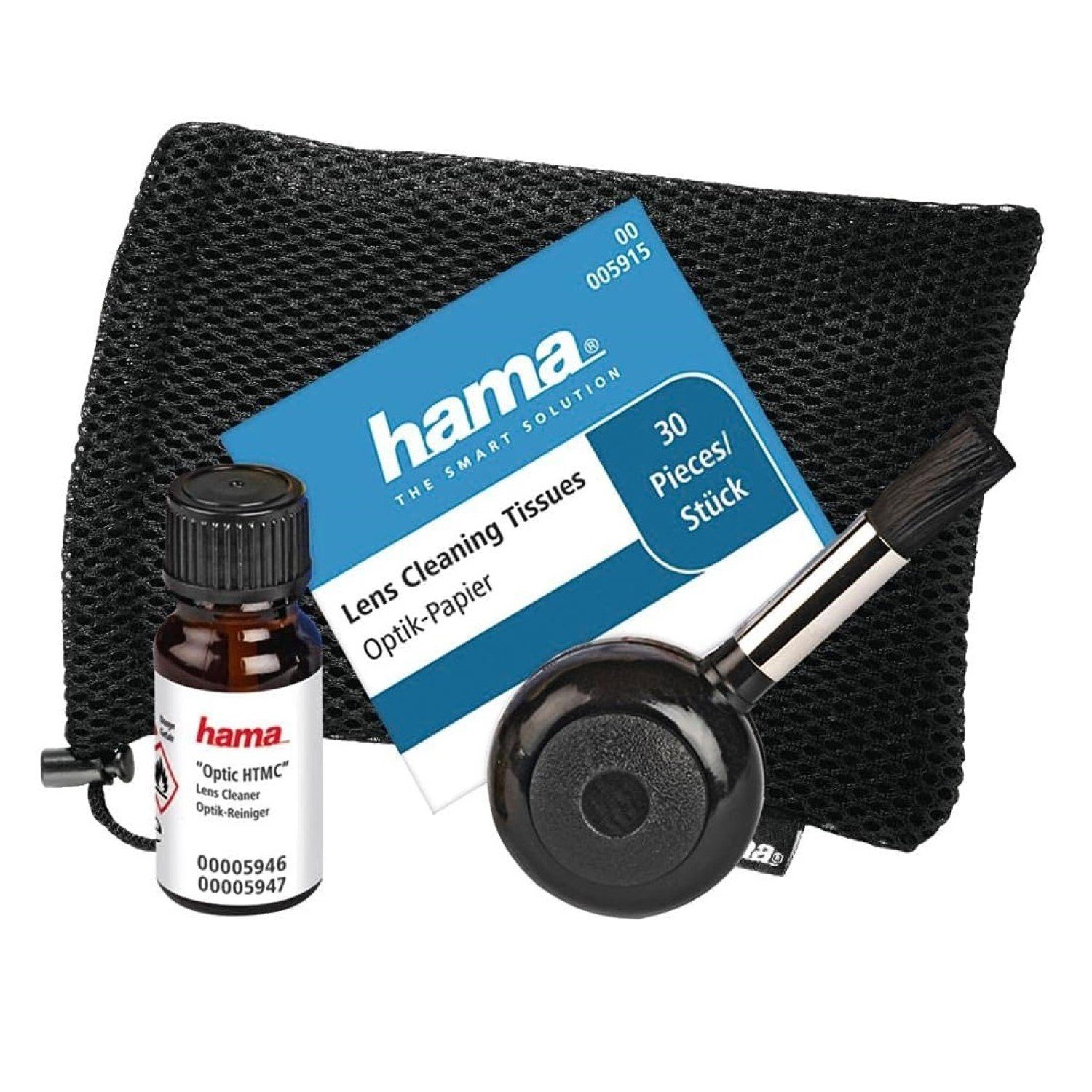 Hama Kamerazubehör-Set Reinigungs-Set Objektiv-Pinsel Nass-Reiniger, Kamera-Reinigung Optik-Reiniger Optik-Papier