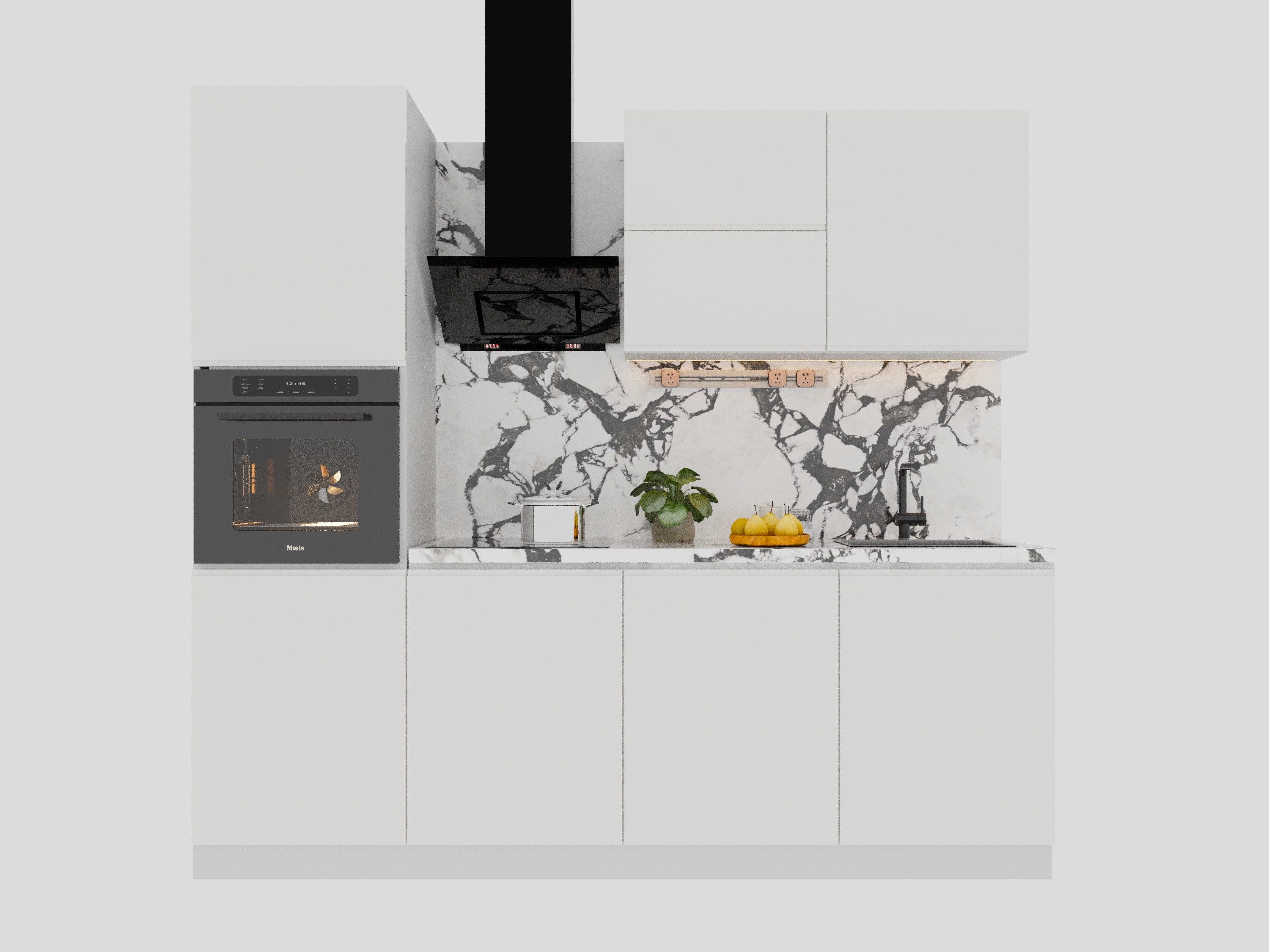 ROYAL24_MARKT Küchenzeile – KU-S04 – Aspen – Kompakte Eleganz in Hochglanz, günstig online kaufen