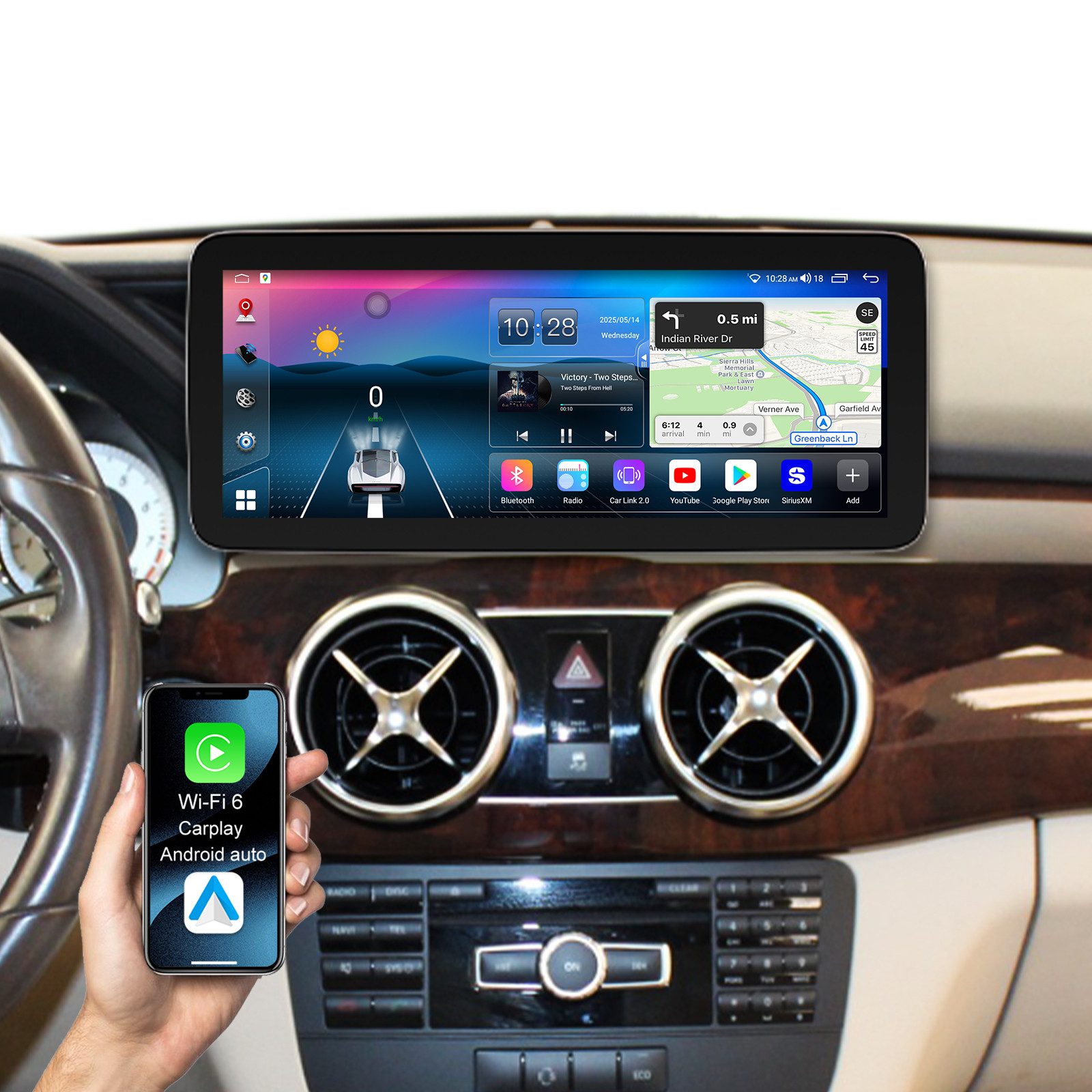 A-Sure 12.3"Android 15 Autoradio 2K Navi Für Mercedes-Benz GLK-Klasse X204 Autoradio (Digitalradio (DAB), FM, 1920*720 IPS Screen, 12.3 Zoll, 2K, AM)