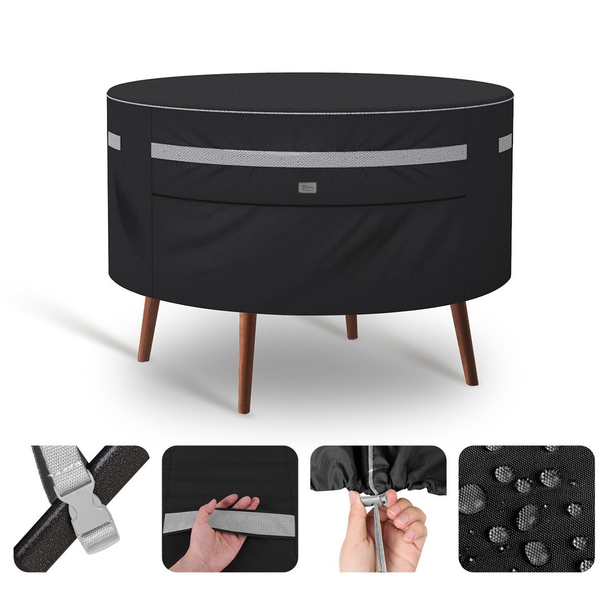 Sekey Gartenmöbel-Schutzhülle Gartenmöbel-Schutzhülle, Abdeckungen Wasserdicht, Rund, Geeignet für Gartenmöbel, Couchtisch und Rundmöbel 130×71cm