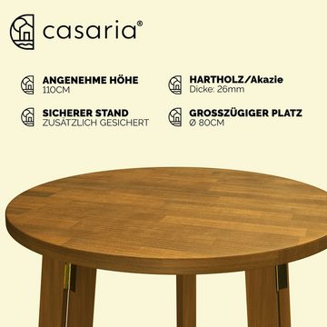 Casaria Stehtisch Akazie (1-St), Hartholz Klappbar 110cm Hoch Ø80 cm Rund Rustikal Indoor Outdoor