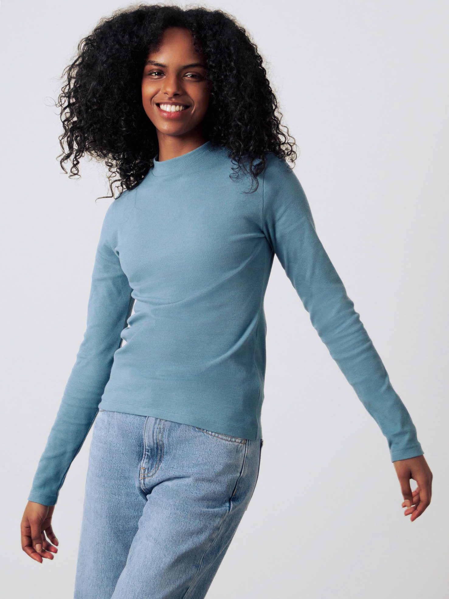 HONEST BASICS Stehkragenshirt aus OCS-zertifizierter Bio-Baumwolle günstig online kaufen