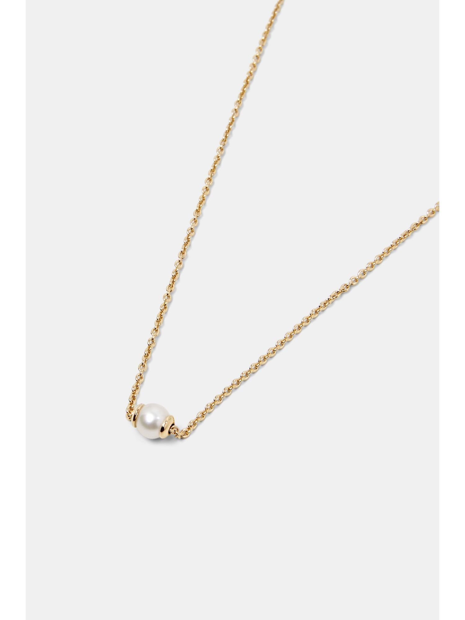Halskette Kette Sterlingsilber Perlen-Anhänger mit Anhänger aus mit gelbgold Esprit