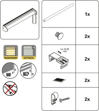 Doppelrollo EASYFIX Duo Rollo Triangle, GARDINIA, Lichtschutz, ohne Bohren, Klemmfix, segmentweise gewebter Stoff