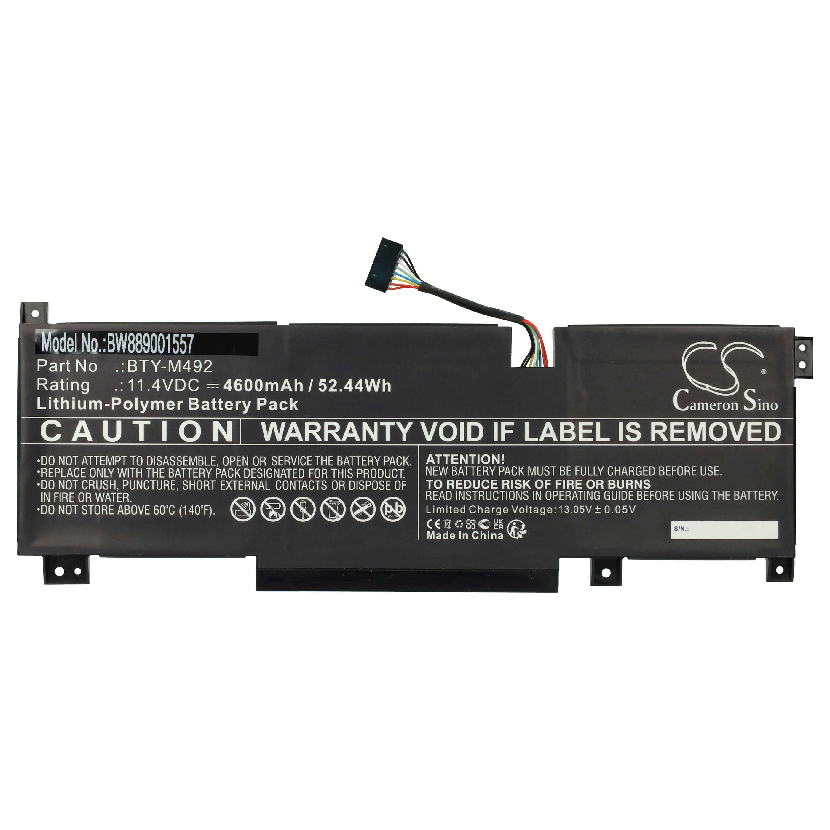 vhbw Akku passend für MSI Katana GF76 11UC-029XAE, 11UC-051, 11UC-052CA, Laptop-Akku Akku Li-Polymer 4600 mAh (11,4 V, 1 St), Leistungsfähiger Austausch-Akku für Notebook, Wiederaufladbar, Jede