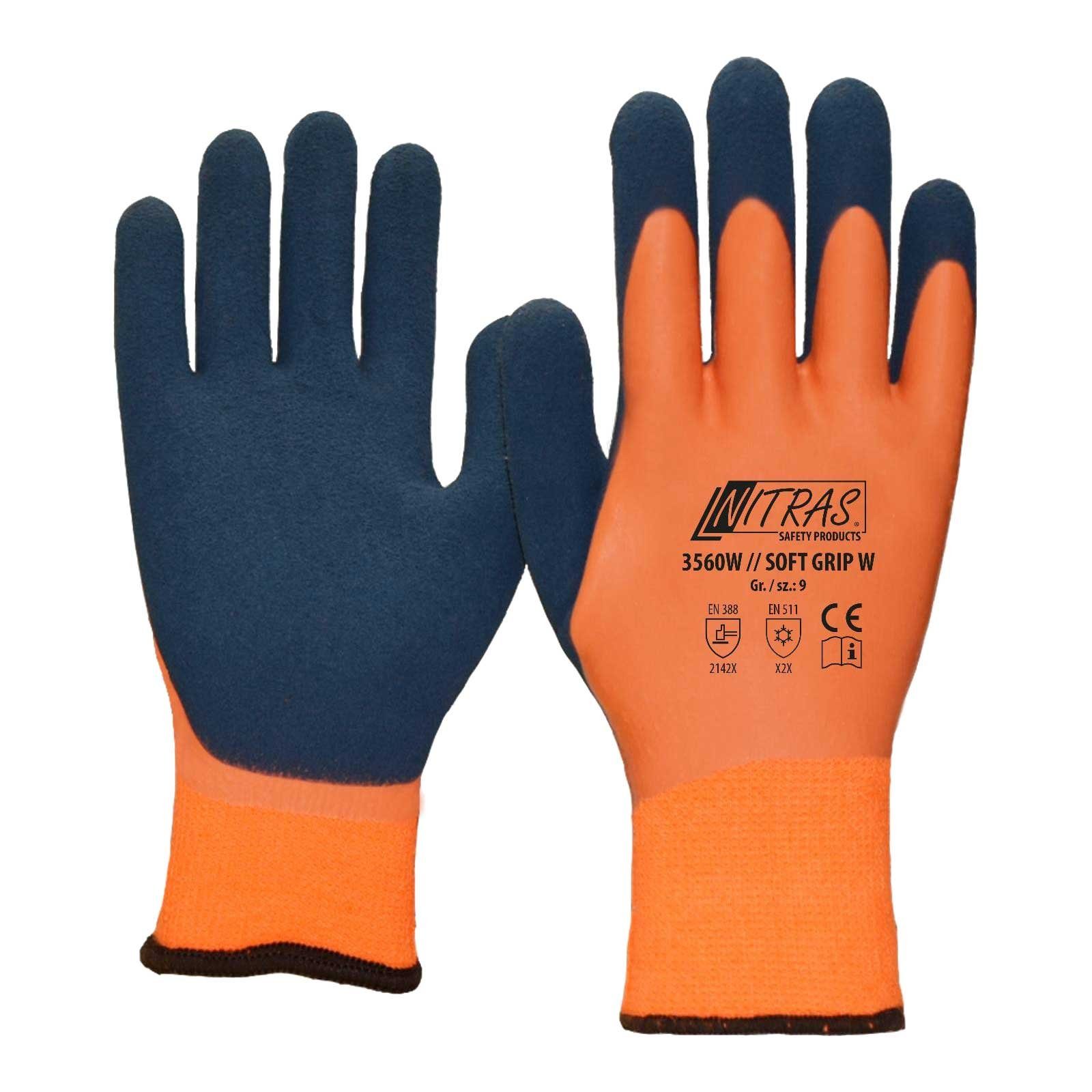 Nitras Latexhandschuhe Kälteschutzhandschuh Soft Grip 3560W, wasserabweisend (Spar-Set)