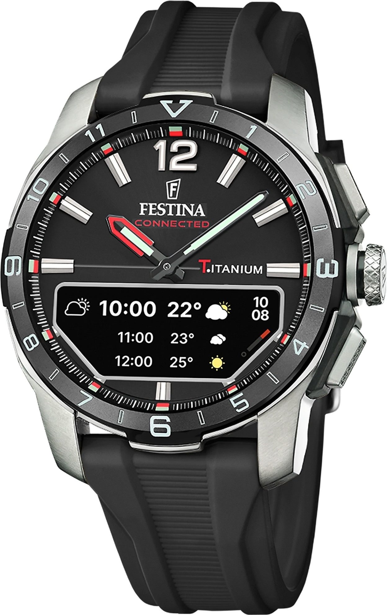 Festina Multifunktionsuhr Festina Herrenuhr Silikon schwarz, (Multifunktionsuhr), Herren Armbanduhr rund, Silikonarmband schwarz