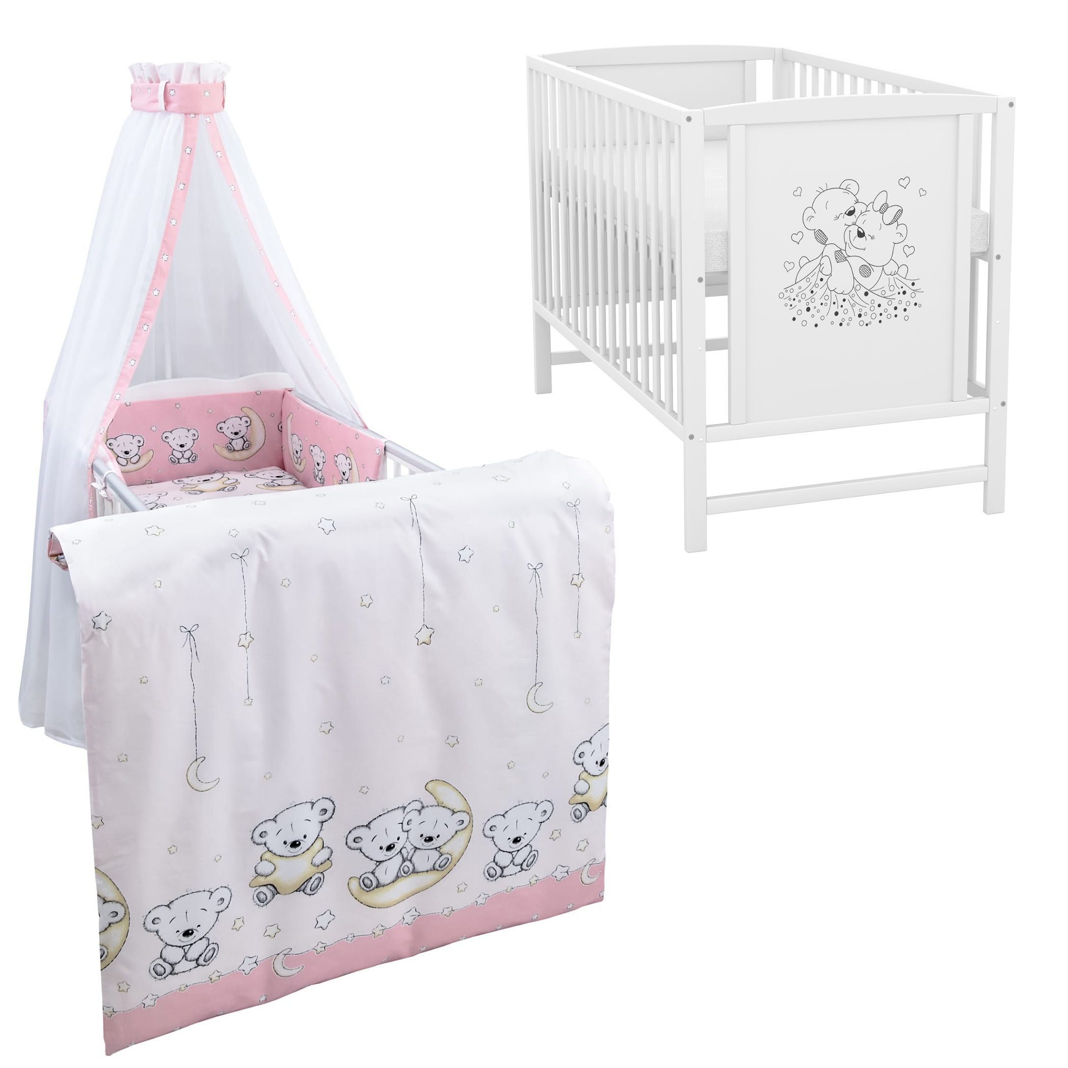 Komplettbett Babybett Mia Komplettset Waffelpique