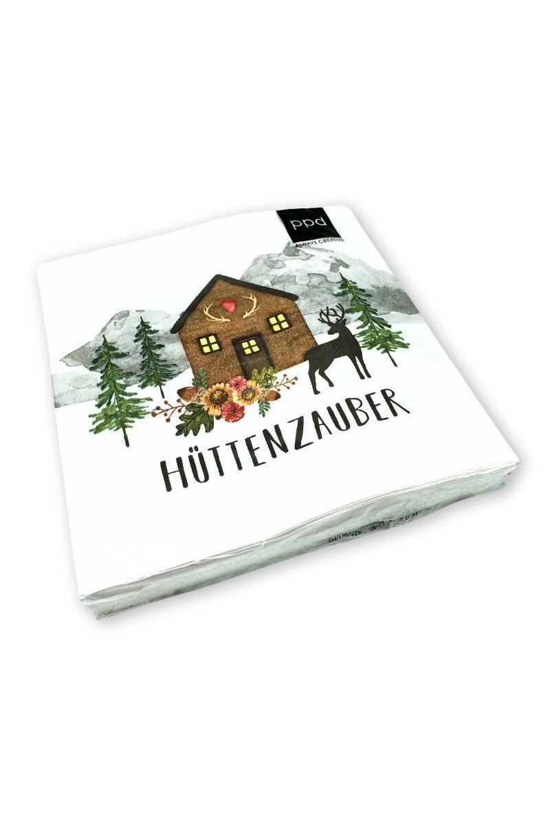 ppd PAPERPRODUCTS DESIGN GmbH Stoffserviette Servietten - HÜTTENZAUBER - weiß/bunt