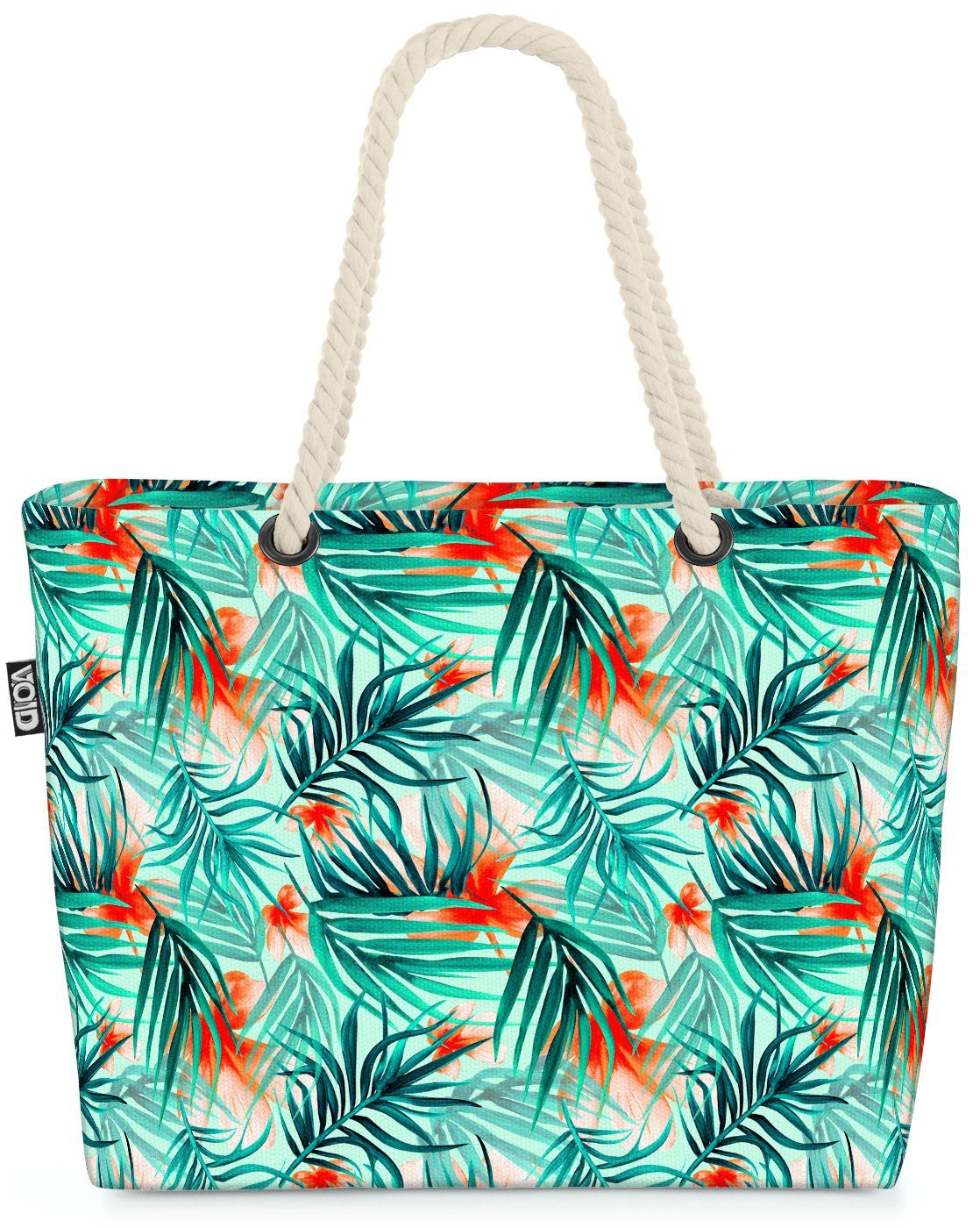 VOID Strandtasche (1-tlg), Tropische Palmen Blüten Beach Bag Tropen Palmen Ur-Wald Dschungel Floral Blatt