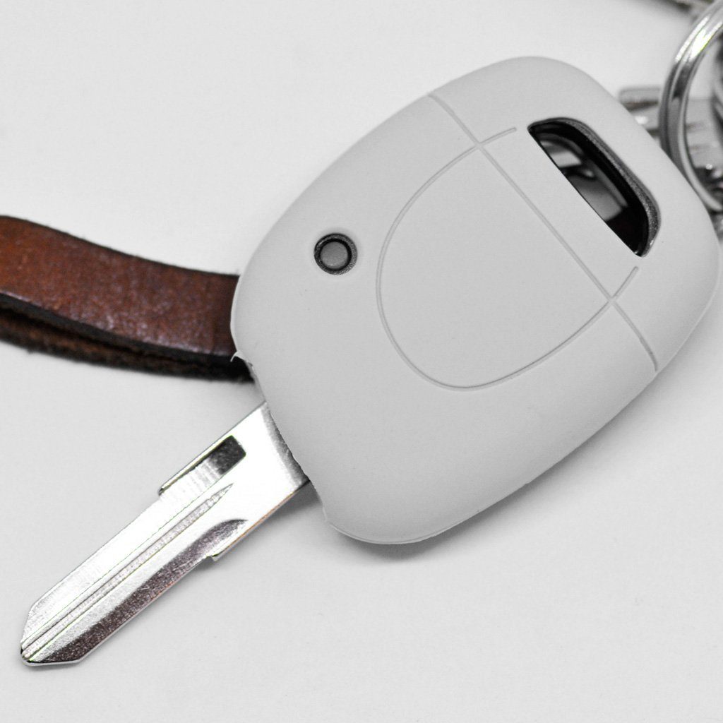 mt-key Schlüsseltasche Autoschlüssel Softcase Silikon Schutzhülle Grau, für Renault Clio Twingo Kangoo 1 Tasten Funk Fernbedienung