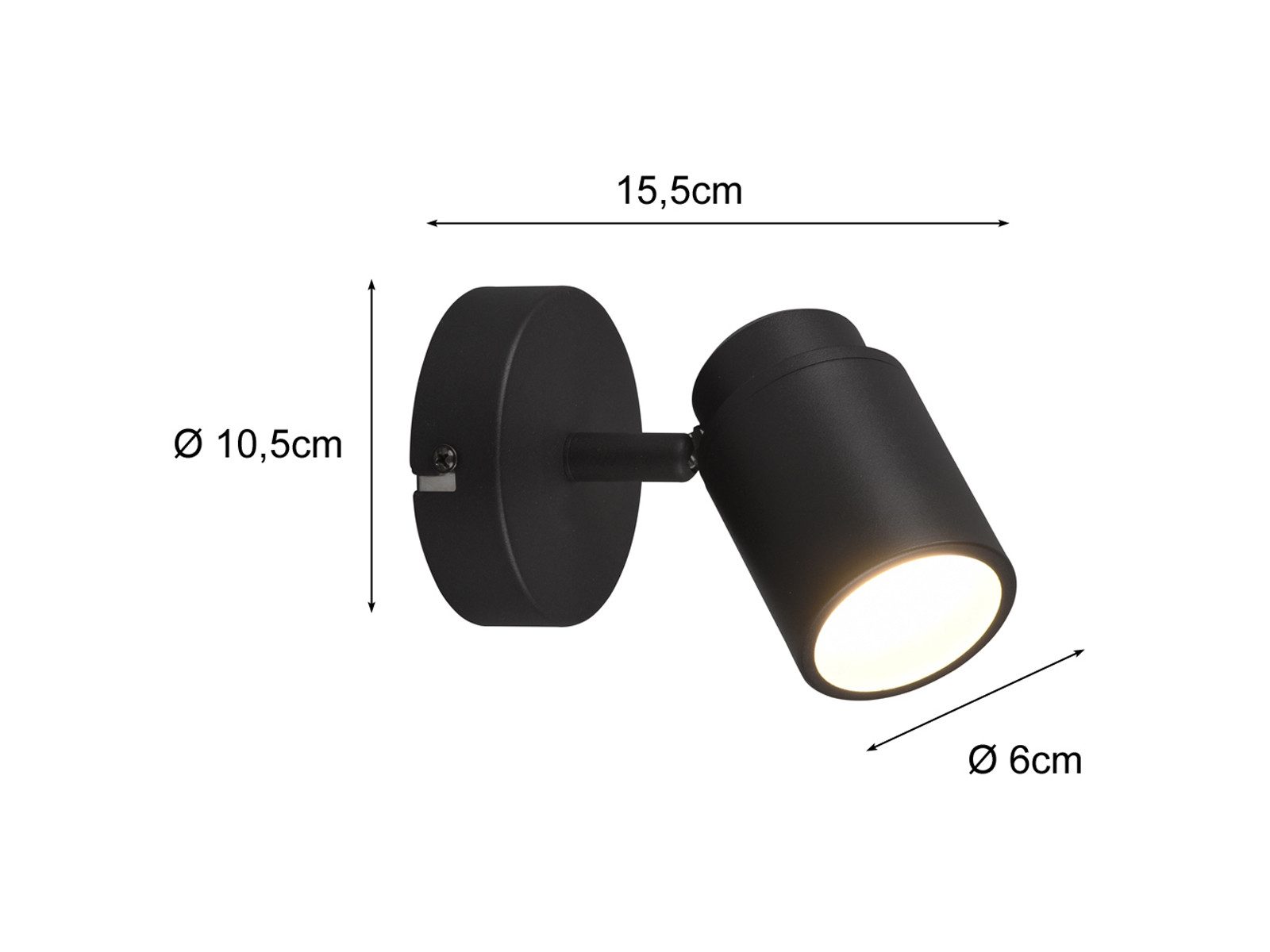 TRIO Leuchten LED Wandstrahler Badezimmer geeignet, Tiefe 15,5cm, dimmbar, LED wechselbar, Warmweiß, innen Wand-Lampe Gäste WC, Badlampe Strahler schwenkbar ink – Bild 4 von 5