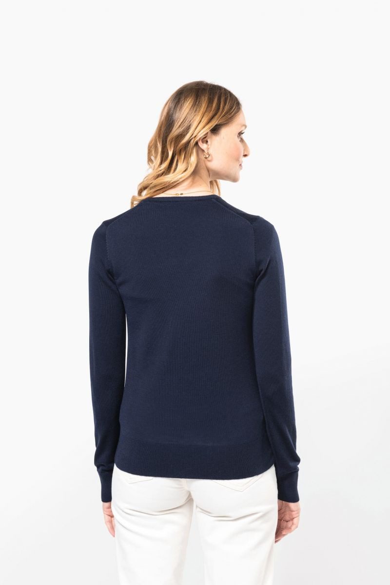 Kariban Sweatshirt Merino-Damenpullover mit V-Ausschnitt
