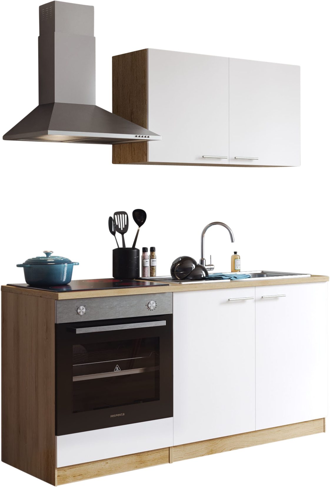 RESPEKTA Pantryküche Merle, Breite 160 cm, mit E-Geräten, Soft-Close, wahlweise mit Induktion