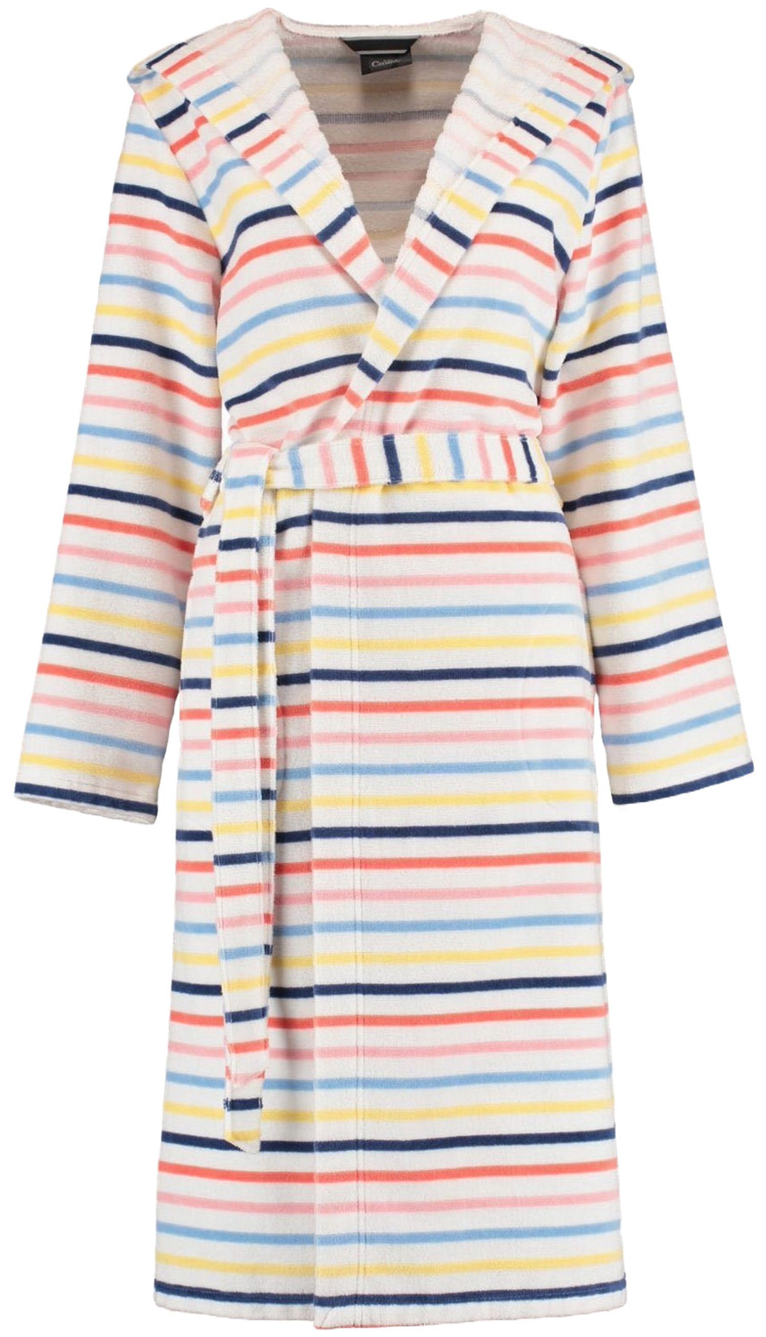 Cawö Damenbademantel, Baumwolle, Kapuze, Gürtel, Modisches Design