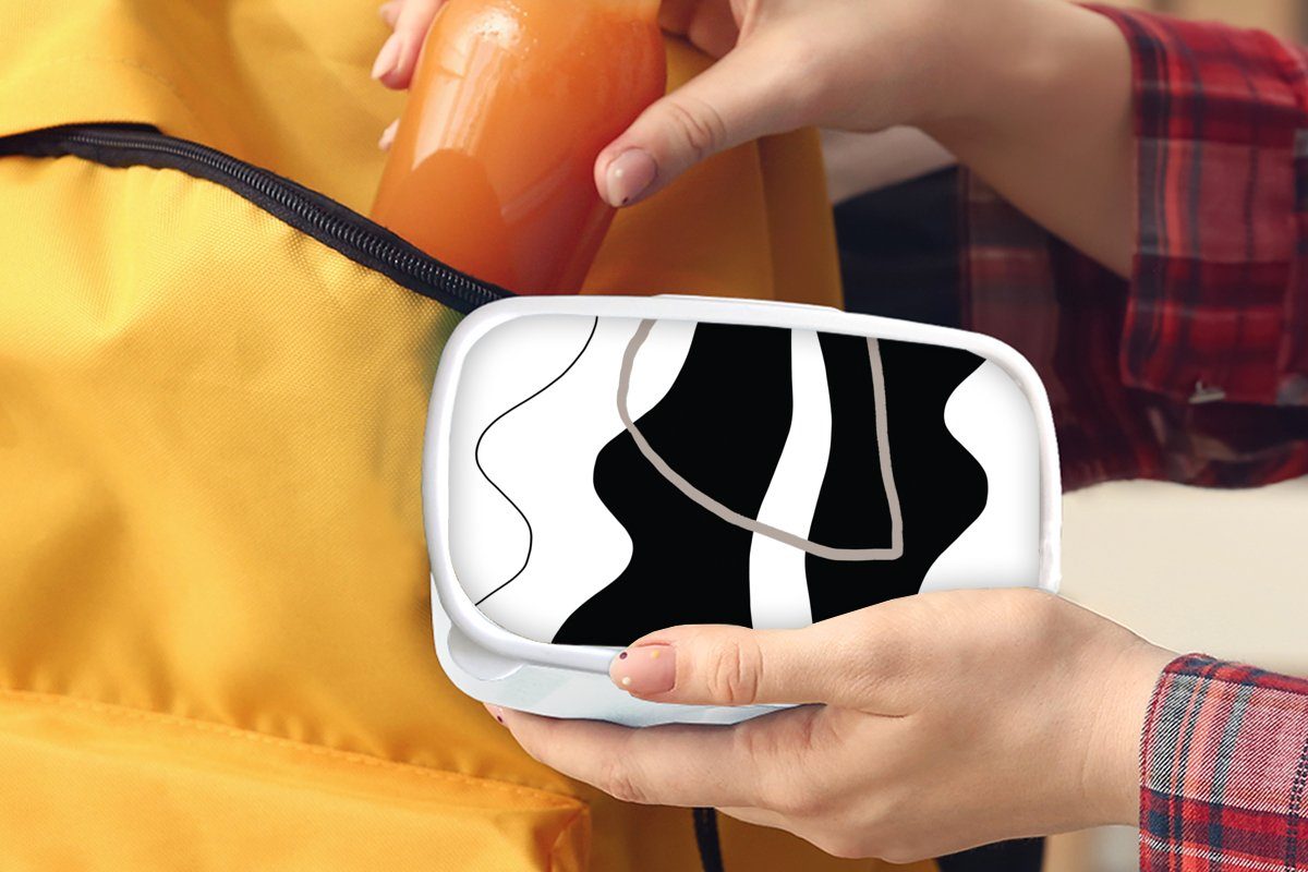 MuchoWow Lunchbox Abstrakt - Minimalismus - und Erwachsene, für und Jungs Kunststoff, weiß für Mädchen Kinder Brotdose, Brotbox Design, (2-tlg)
