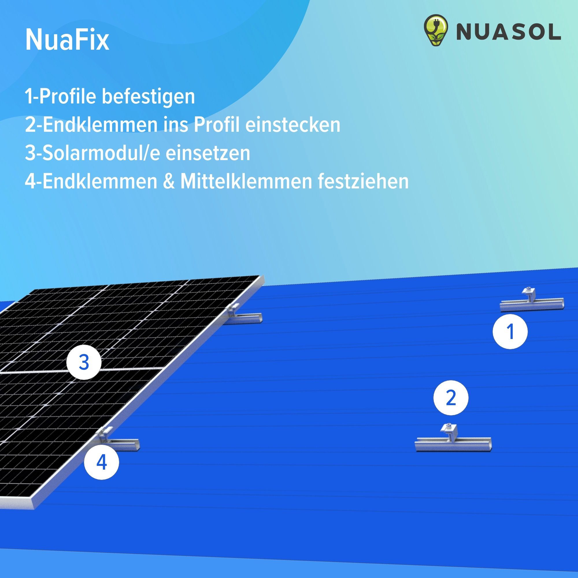 NuaSol Solarmodul-Halterung Trapezblechdach-Montageset Kurzprofil 20 cm – Bild 4 von 5