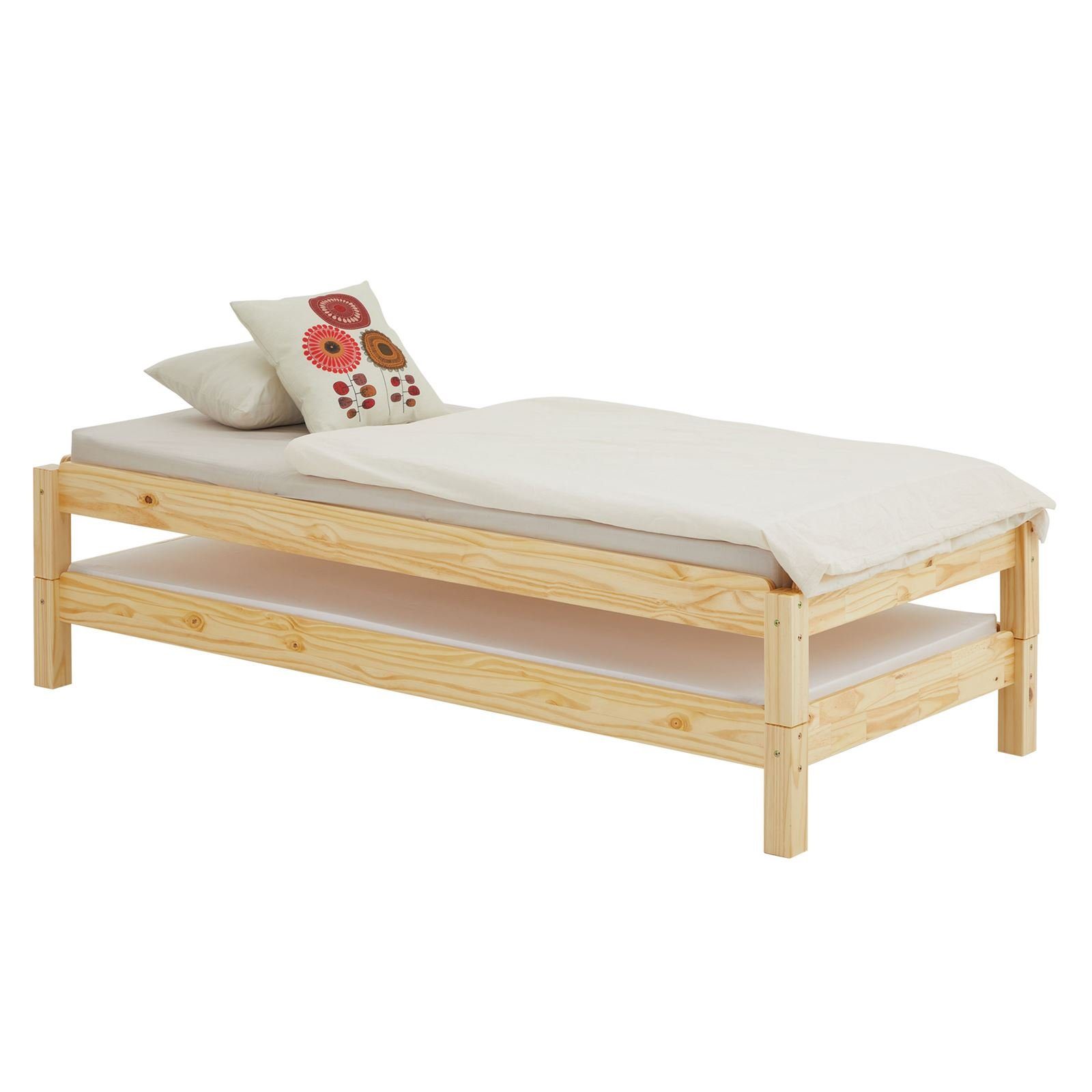 IDIMEX Funktionsbett RINO-80x200, Stapelbett 80x200 cm aus Kiefer Massivholz Kinder Gästebett aus Holz