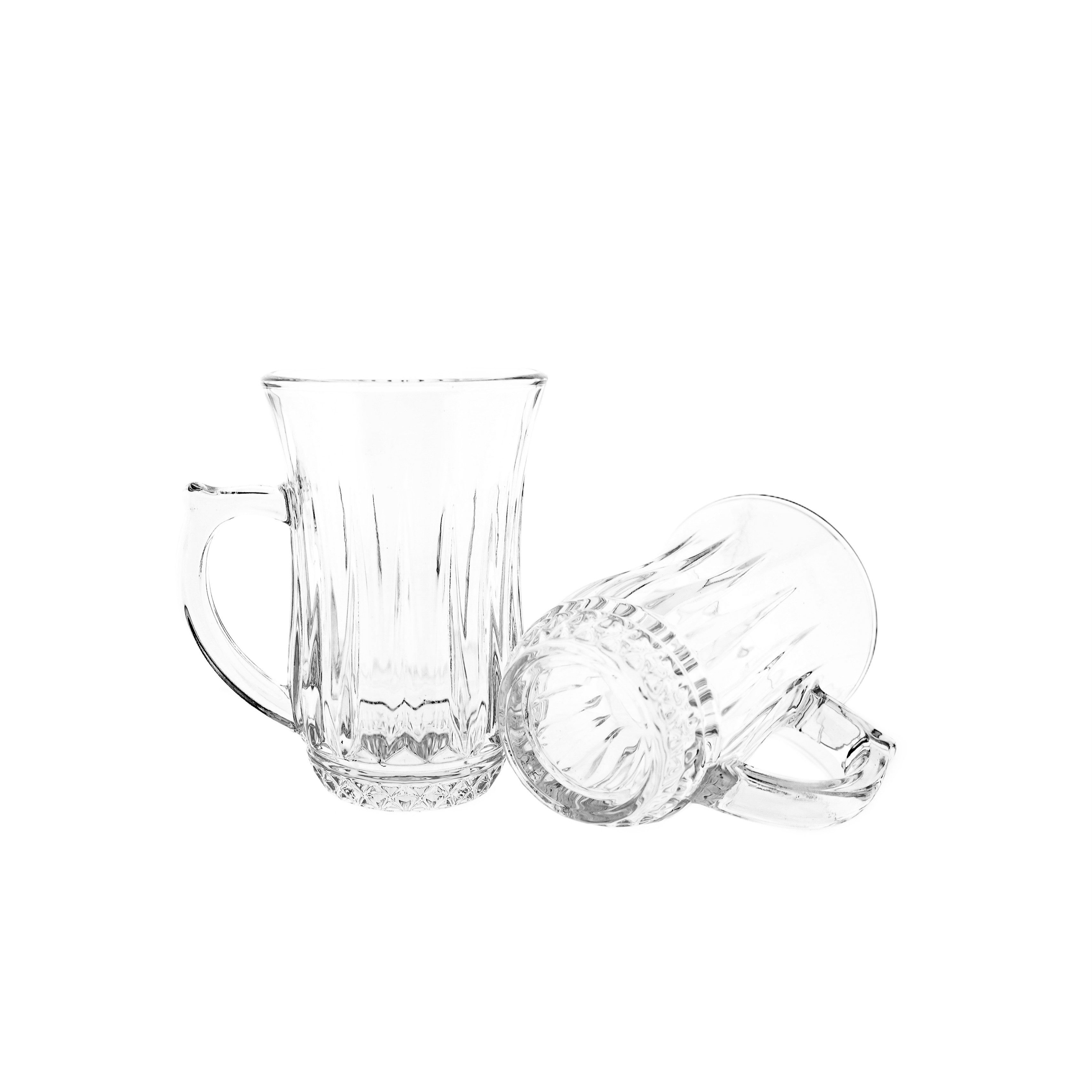 Almina Gläser-Set 6 Tlg Gläser-Set Teegläser Trinkgläser mit Henkel 155 ml Transparent, 6-tlg.