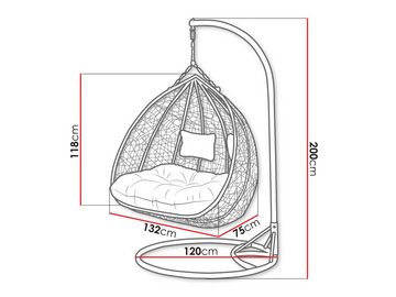 MIRJAN24 Hängesessel Olivia (Korb aus Technorattan, Stahlskelett, Kissen-Set), für zwei Personen