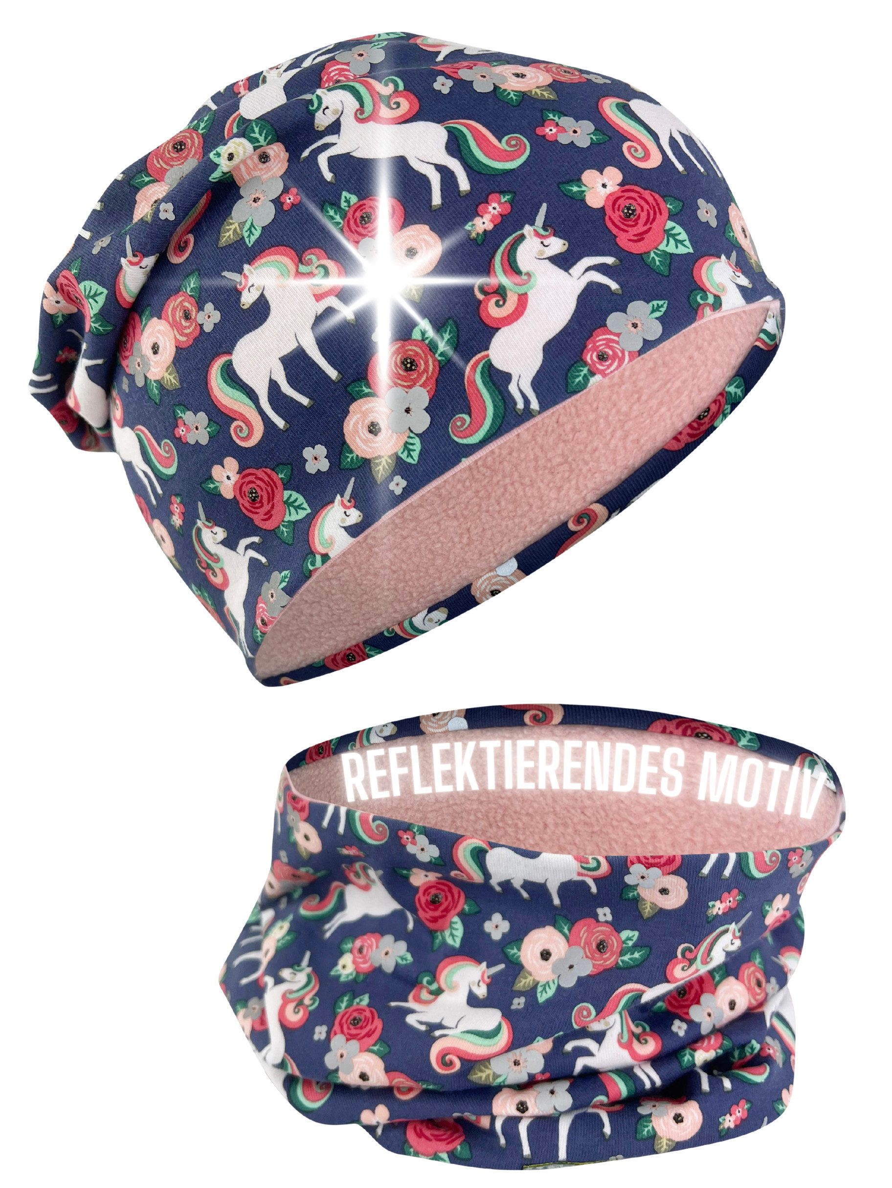 HECKBO Beanie 360° Reflektor Kinder Beanie Mütze & Loop Schal Set