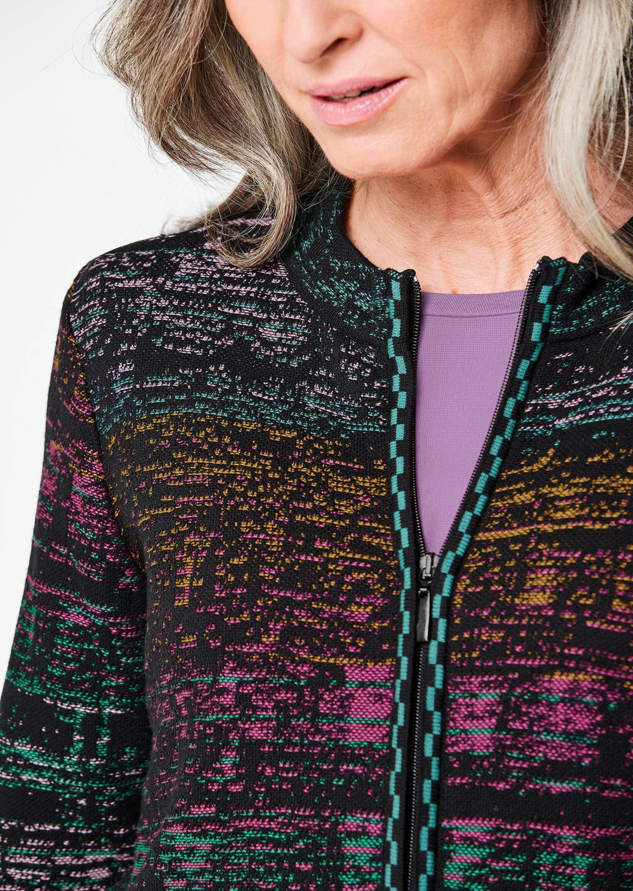 GOLDNER Strickjacke Multicolor-Cardigan mit Stehkragen Baumwolljacke mit Reißverschluss und Langarm – Bild 5 von 5