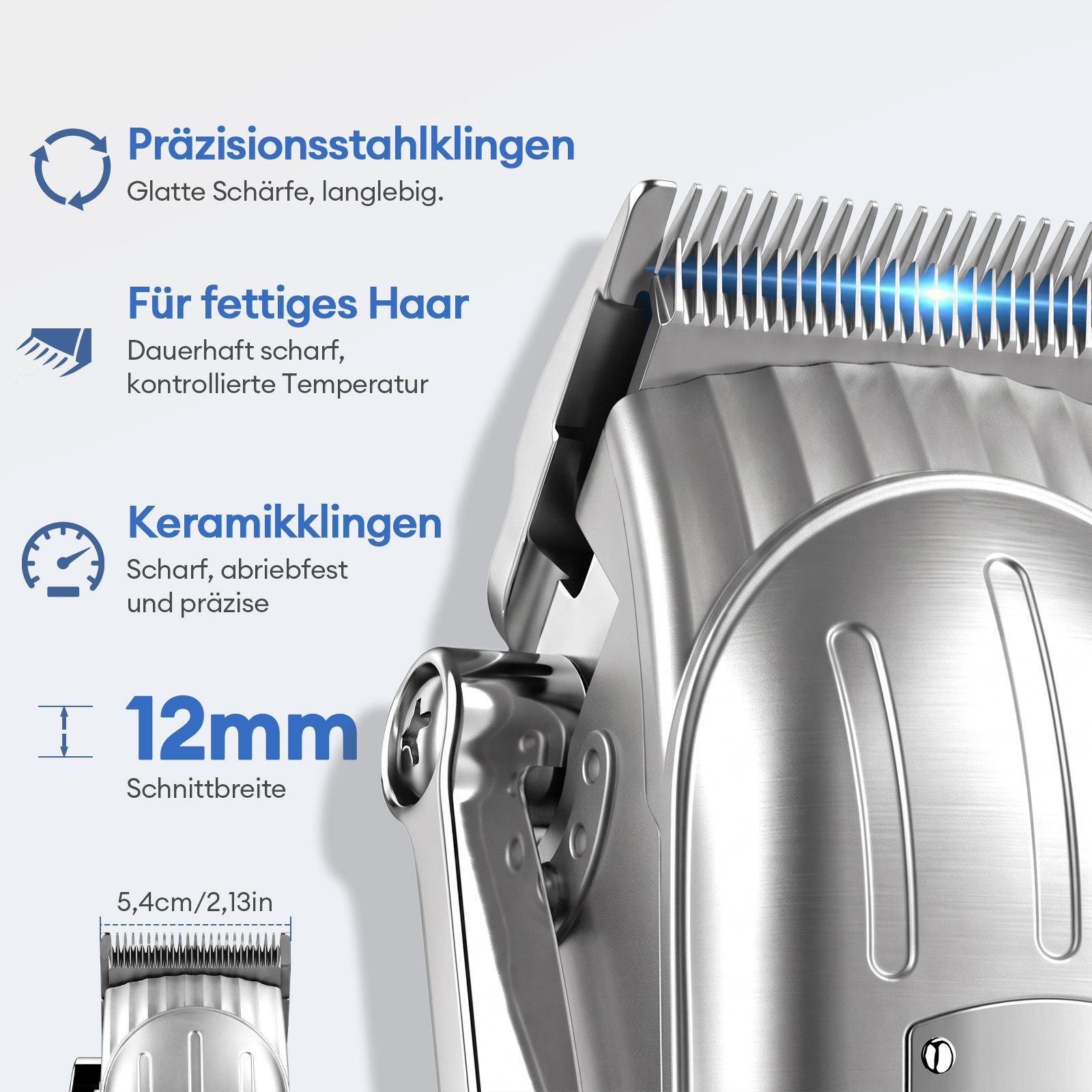 CkeyiN Haarschneider Profi Haarschneidemaschine und Barttrimmer Set kabellos elektrisch, 9 Aufsteckkämme, geräuscharm, 120 Min. Akkulaufzeit Präzisionstrimmer K – Bild 2 von 5