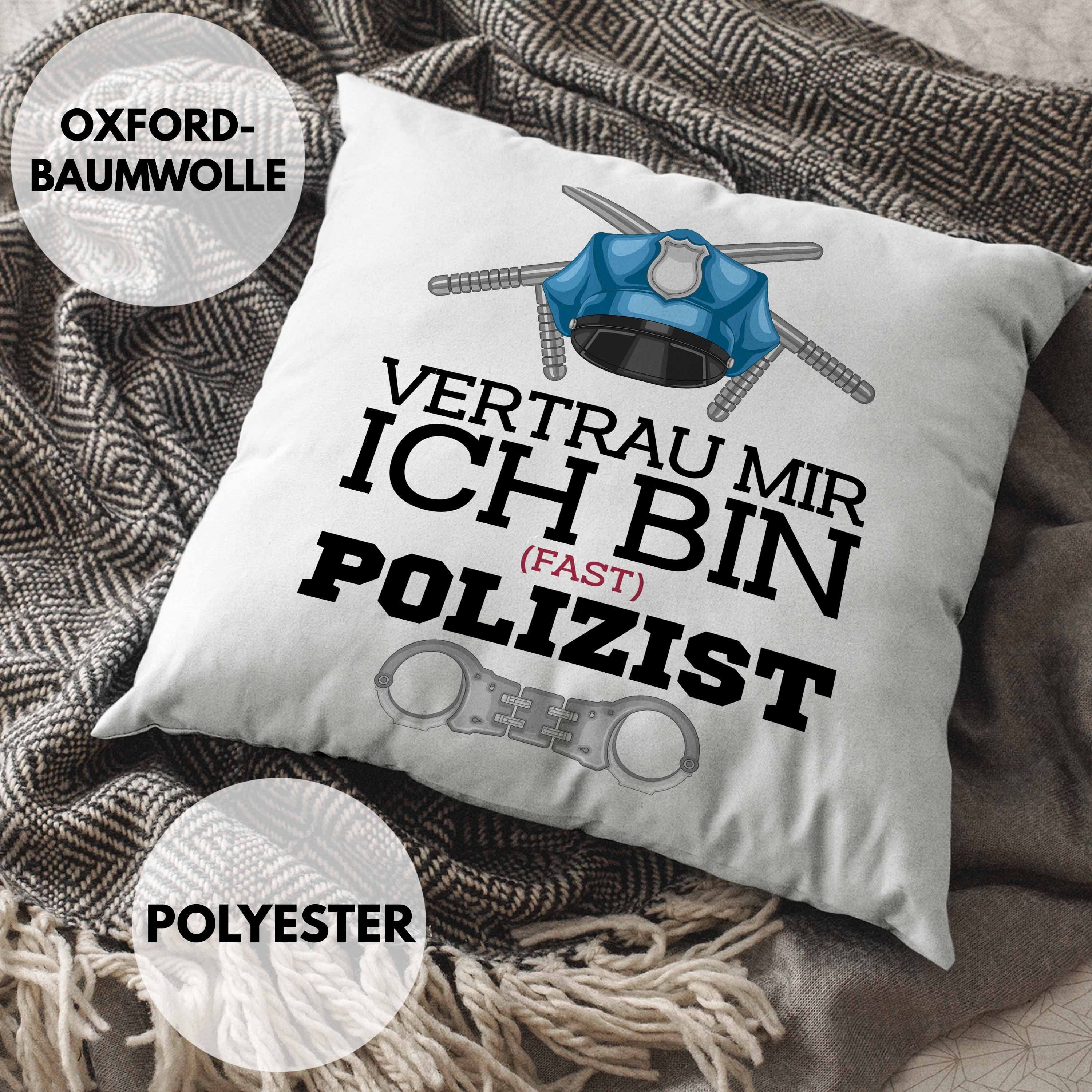 Trendation Dekokissen Trendation Polizist Füllung Polizist Ich Geschenk Dekokissen - Spruch Bin 40x40 Fast Kissen mit Grün Ausbildung Polizei Lustiger