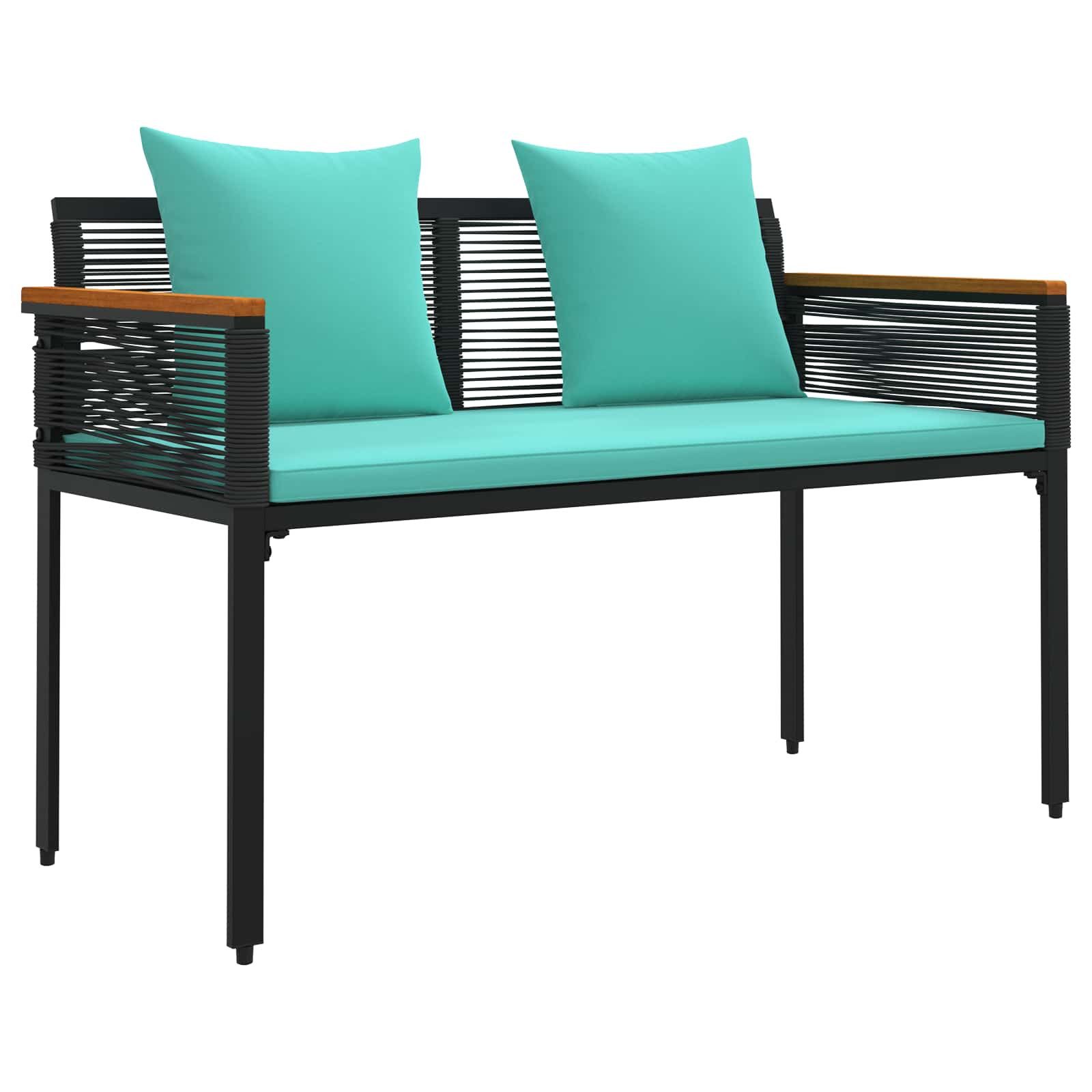 vidaXL Gartenbank Bank Outdoor Schwarz und Türkis 117 x 54 x 74,5 cm Poly-Rattan (1-St)