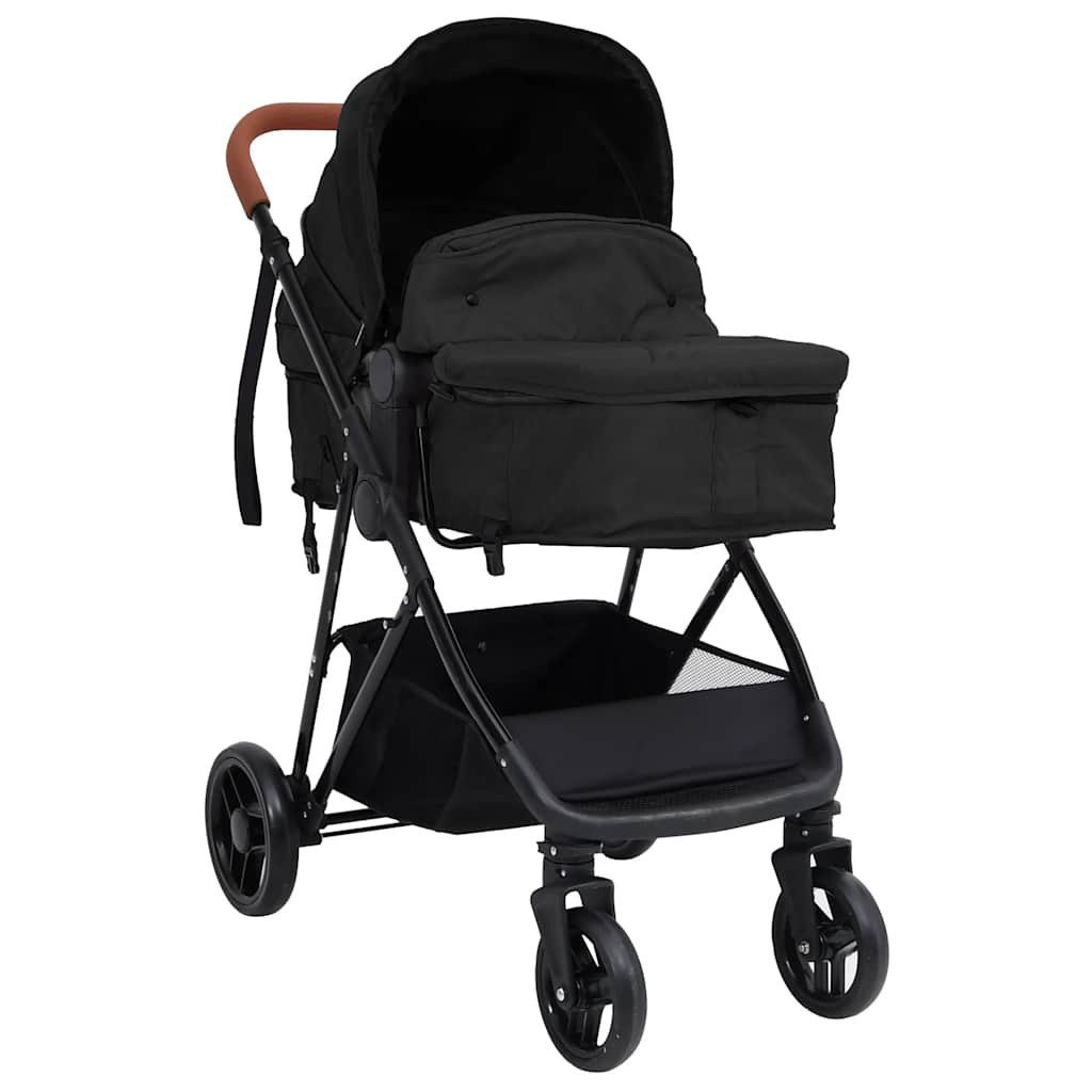 vidaXL Kinder-Buggy 3-in-1 Kinderwagen Anthrazit und Schwarz Stahl