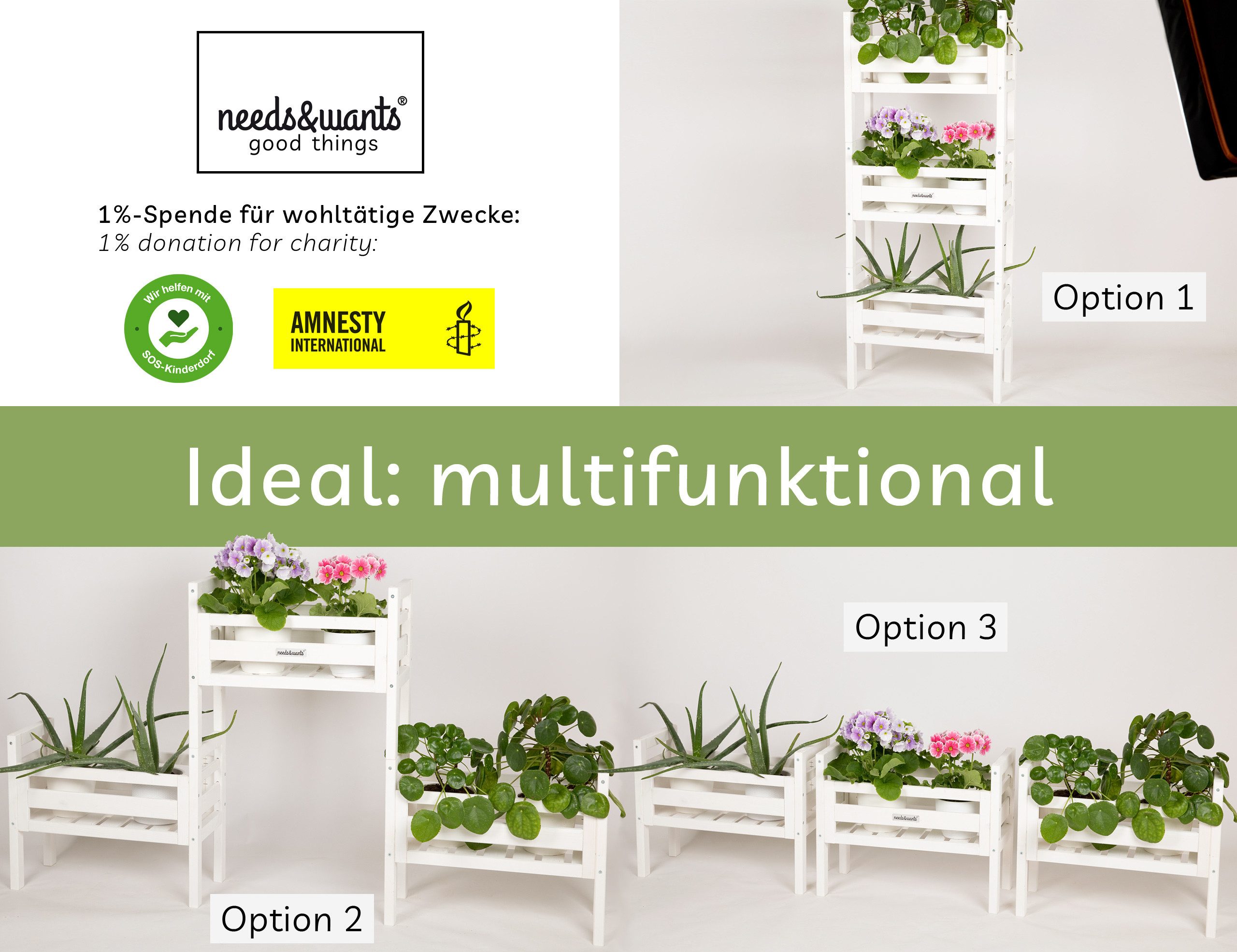 needs&wants® Blumenständer Pflanzenständer Blumentreppe Pflanzenregal Blumenregal Pflanzentreppe, Outdoor Indoor Balkon draußen Blumenleiter Pflanzleiter Pflanztreppe