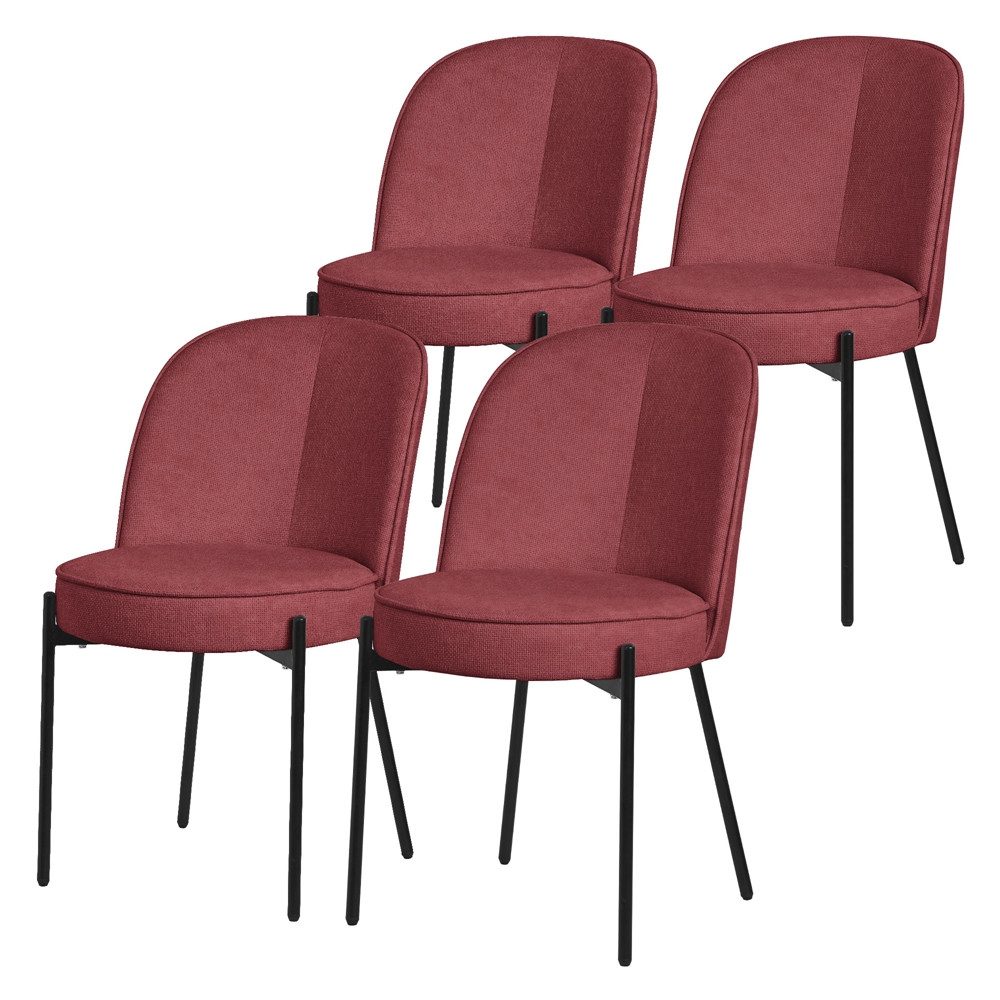 ML-DESIGN Polsterstuhl Esszimmerstühle mit Rückenlehne moderne Design Lounge Küchenstühle (4 St), Esstischstühle 4er Set Rot Küchenstuhl Stahl Polyester bis 120 kg