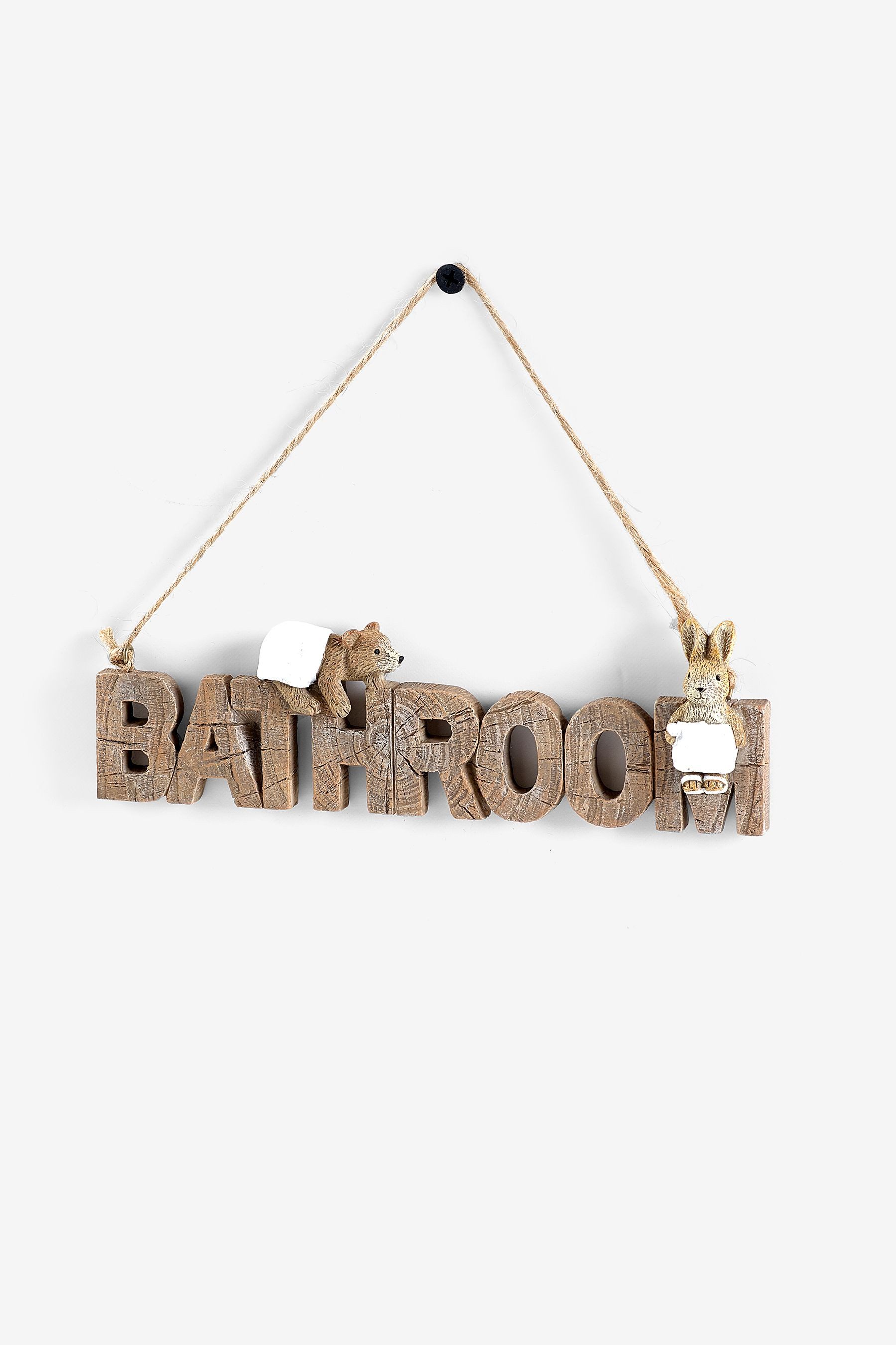 Dekofigur Badezimmer-Schild Bertie Bear und Rosie Rabbit