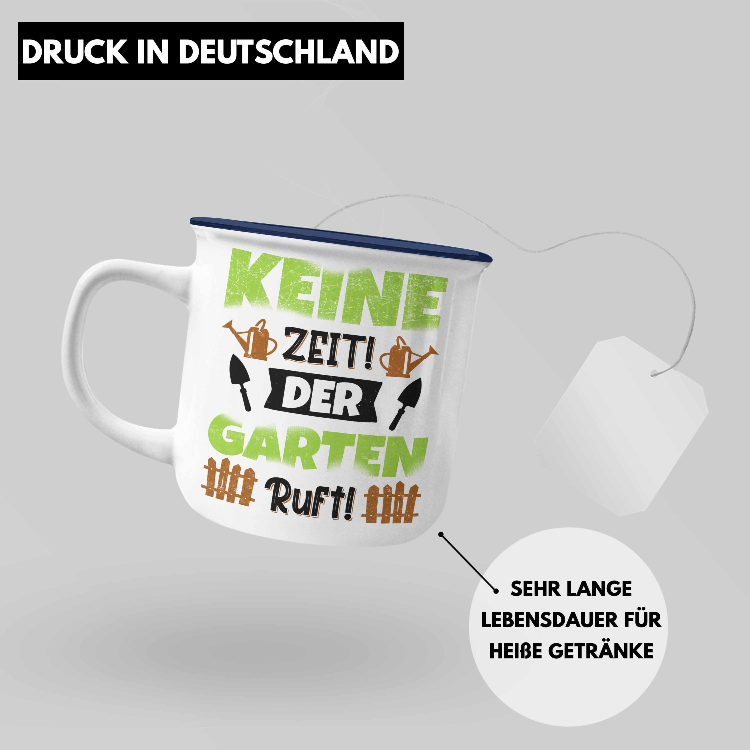 KaffeeEmaille Hobbygärtner für Trendation Tasse Becher Garten Geschenk Garten Trendation Spruch Gärtner - Blau Emaille Tasse Thermotasse