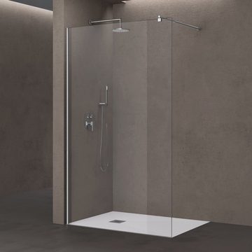 doporro Walk-in-Dusche Duschabtrennung Bremen Walk-In Dusche mit Stabilisator Klarglas, Einscheibensicherheitsglas