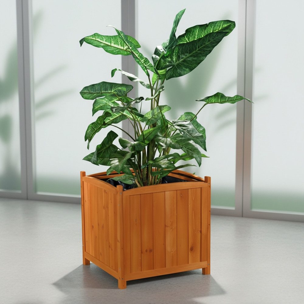 Feel2Home Blumenkasten 50cm Blumentopf eckig Blumen Pflanztrog Blumenständer Blumenkasten (Stück, 1 St., Pflanzkübel Blumentopf), Einzigartige Maserung