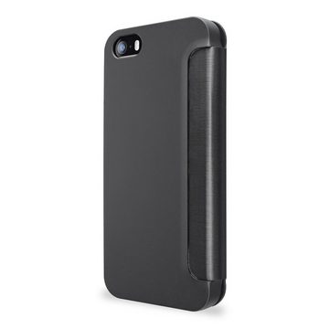 Artwizz Flip Case SmartJacket Soft-Touch Etui Schutzhülle in Metalloptik, Schwarz, iPhone SE (2016) / 5S / 5