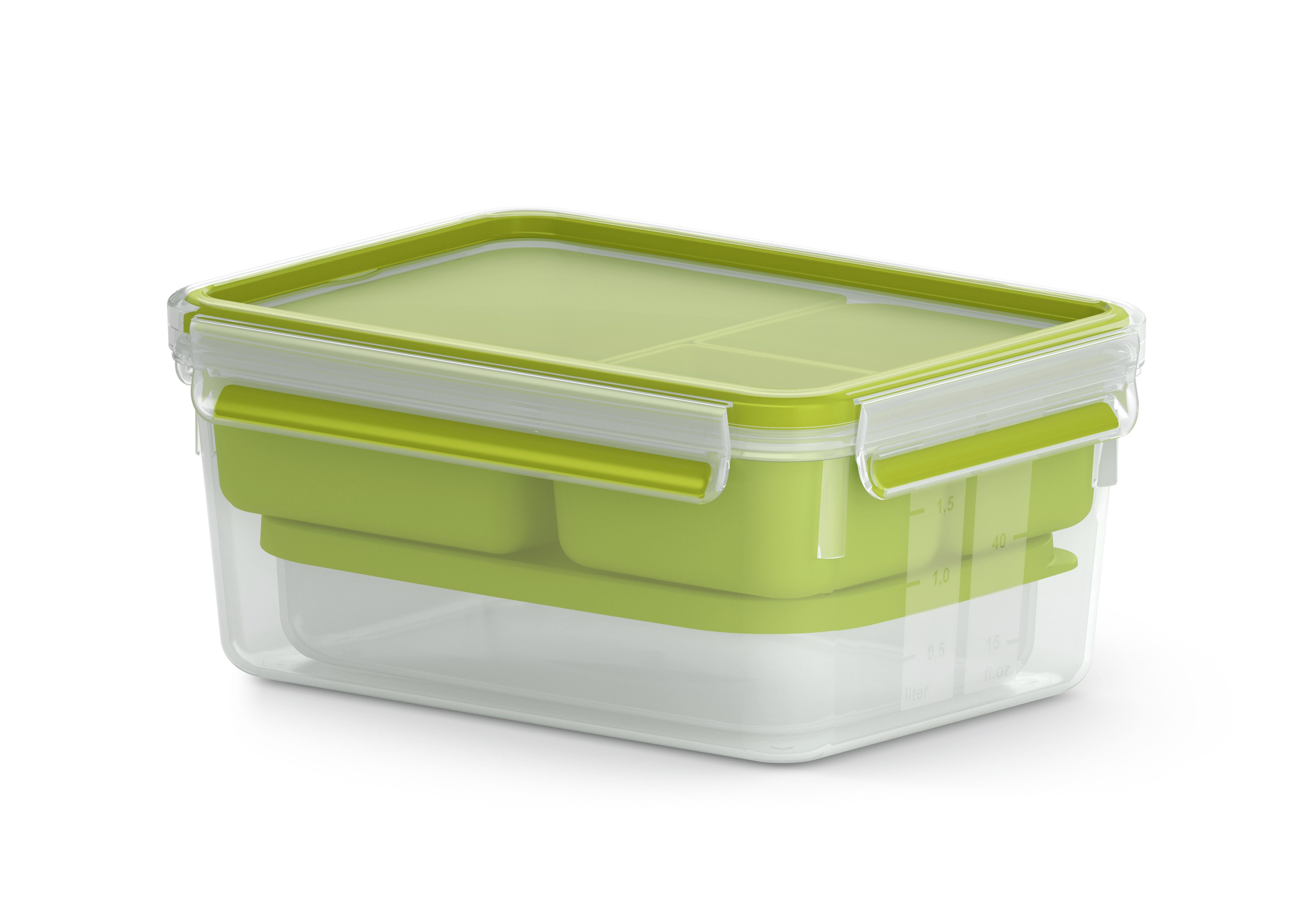 Emsa Lunchbox EMSA CLIP & GO Lunchbox XL 2,2 L rechteckig mit 3 Einsätzen und extra